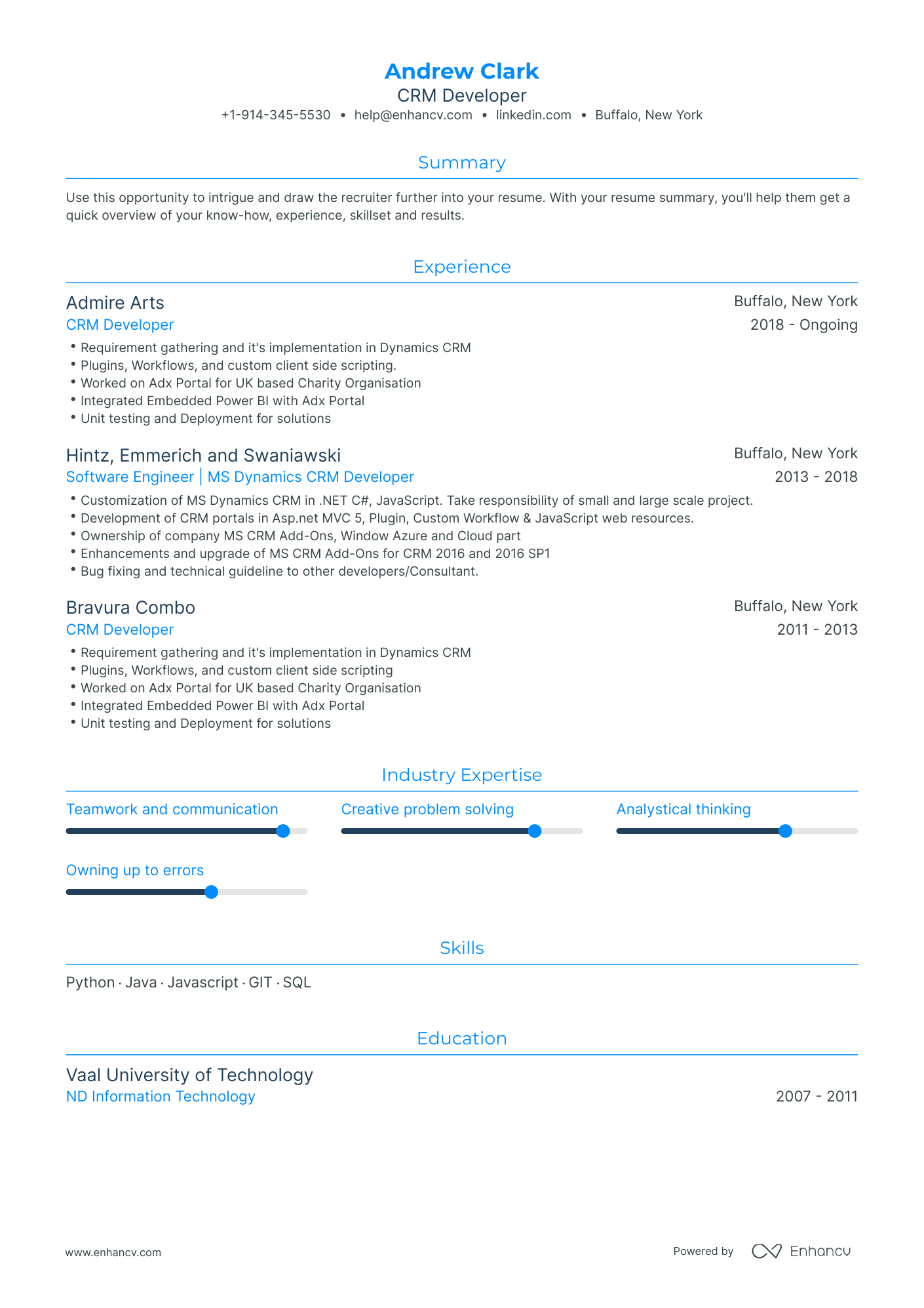 Crm Developer Resume Examples & Guide For 2023 (layout, Skills 