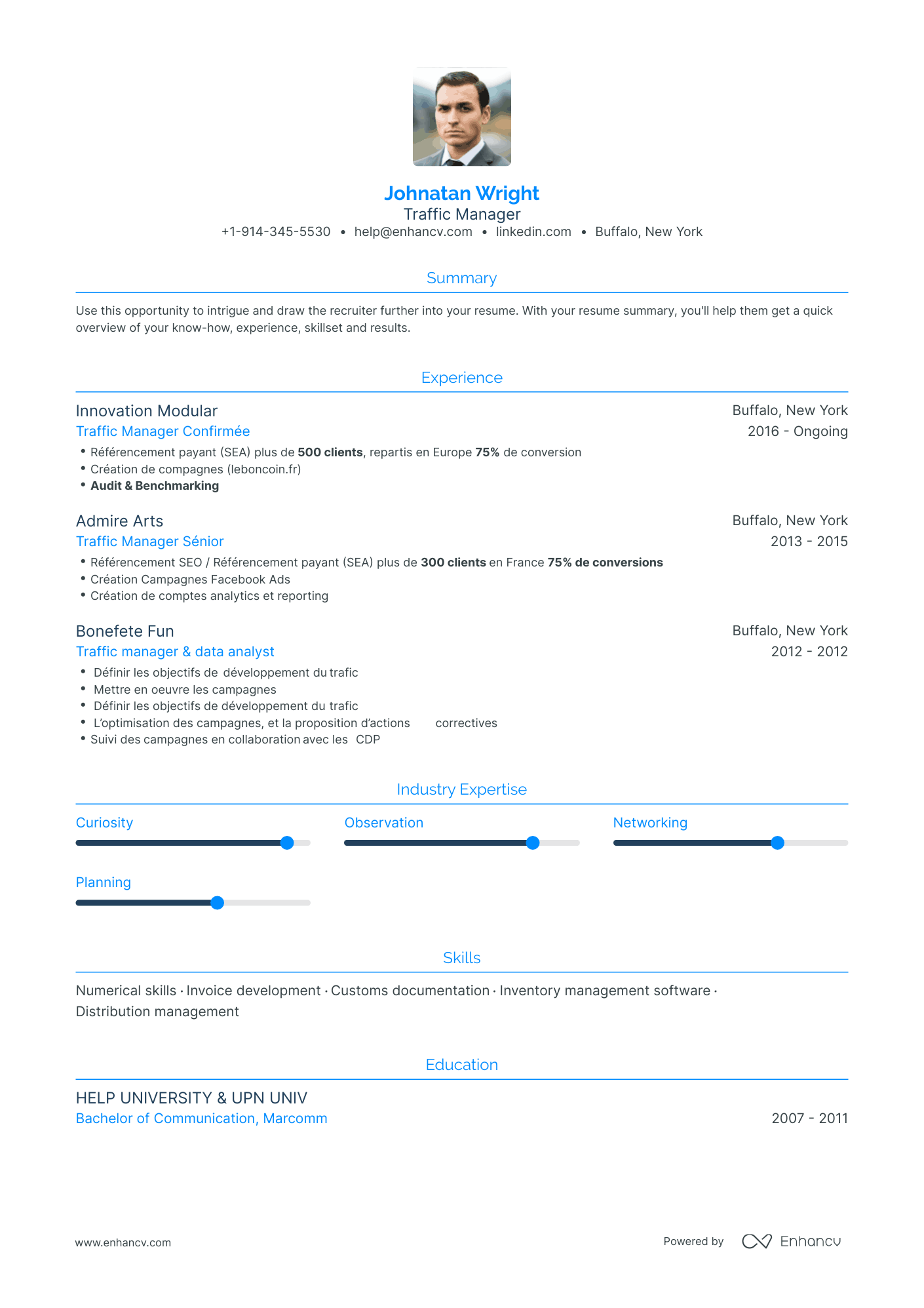 Traffic Manager Resume Examples & Guide for 2023 (Layout, Skills, Keywords & Job Description)