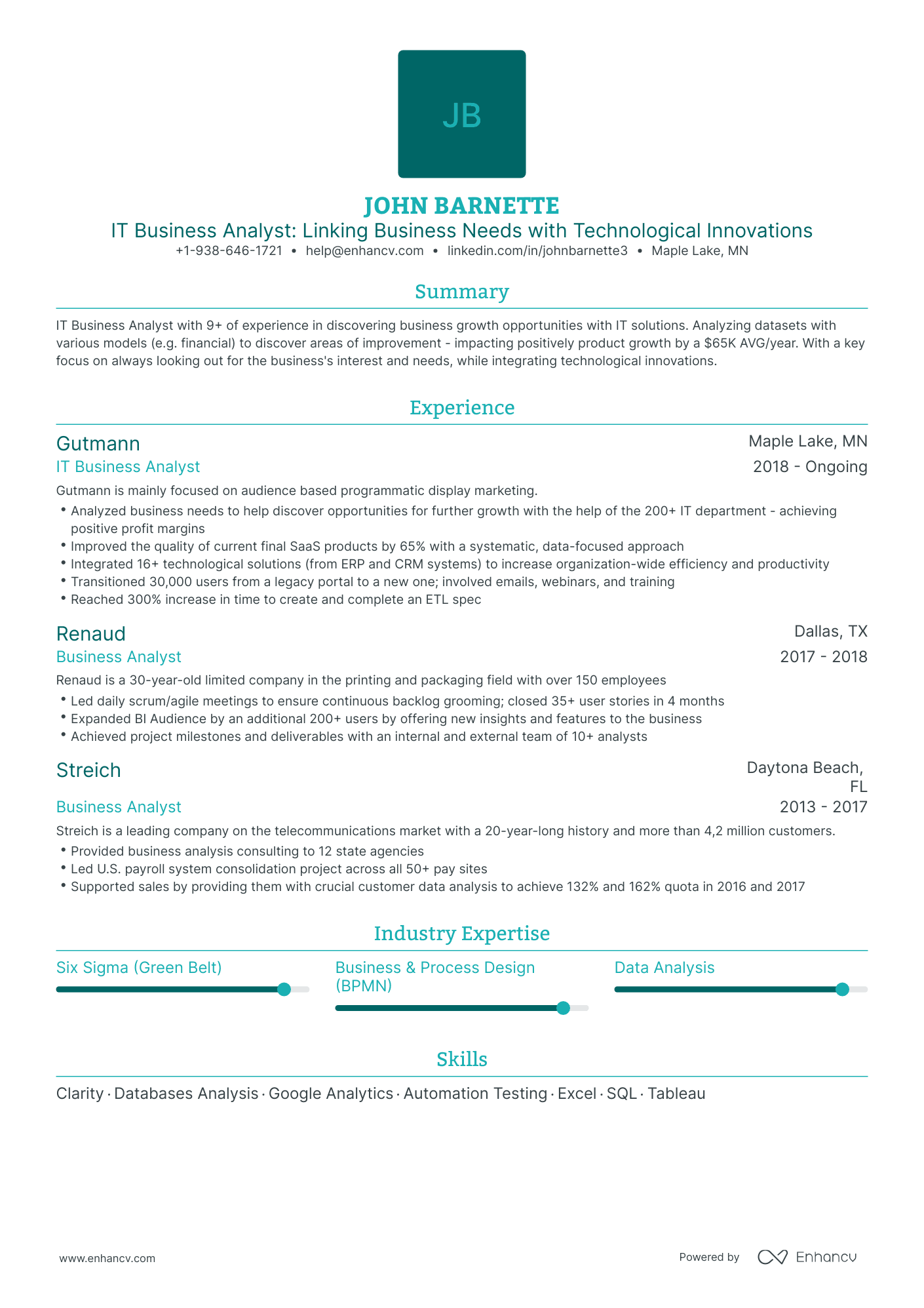 5 IT Business Analyst Resume Examples & Guide for 2024