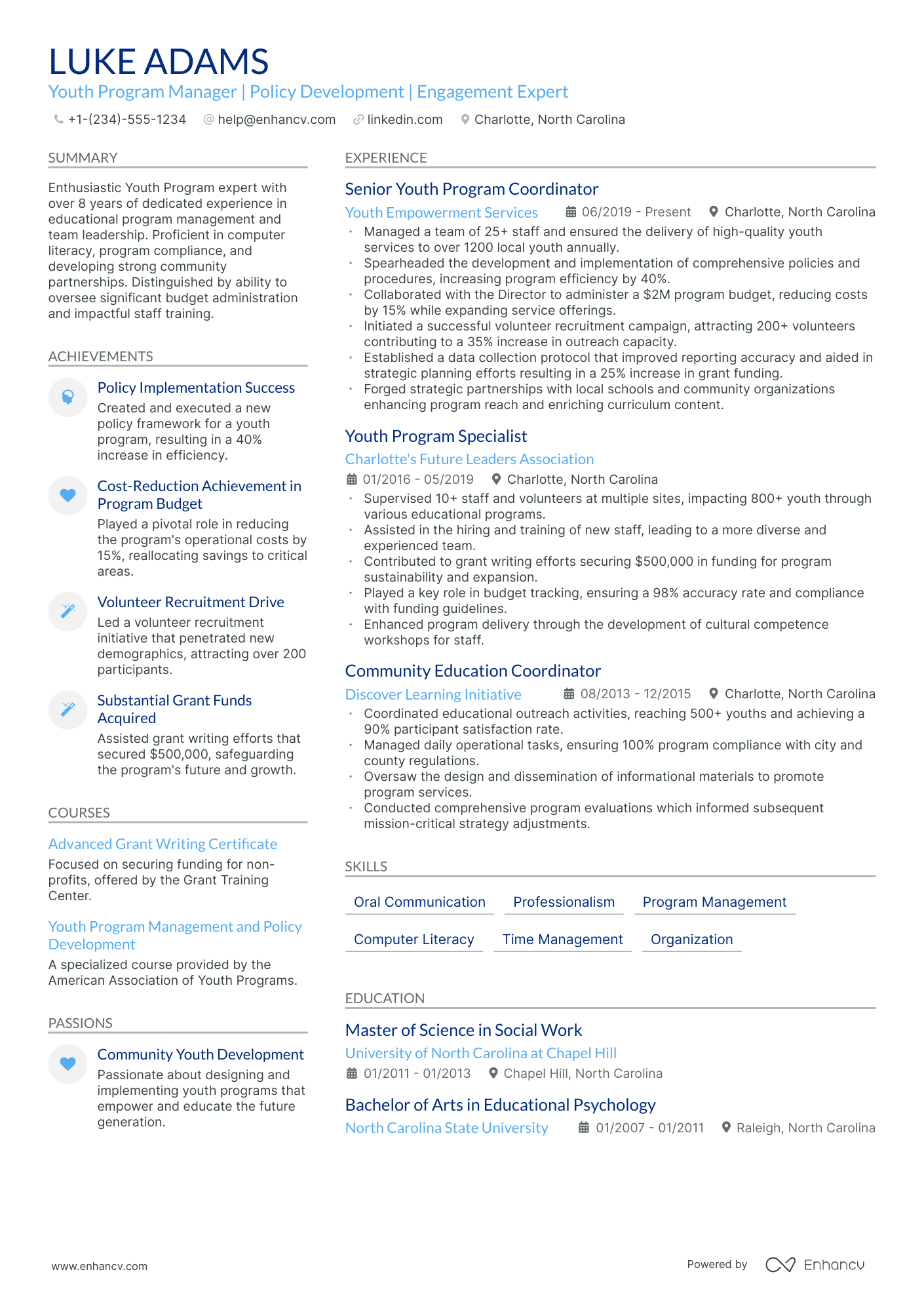 5 Youth Program Manager Resume Examples & Guide For 2024