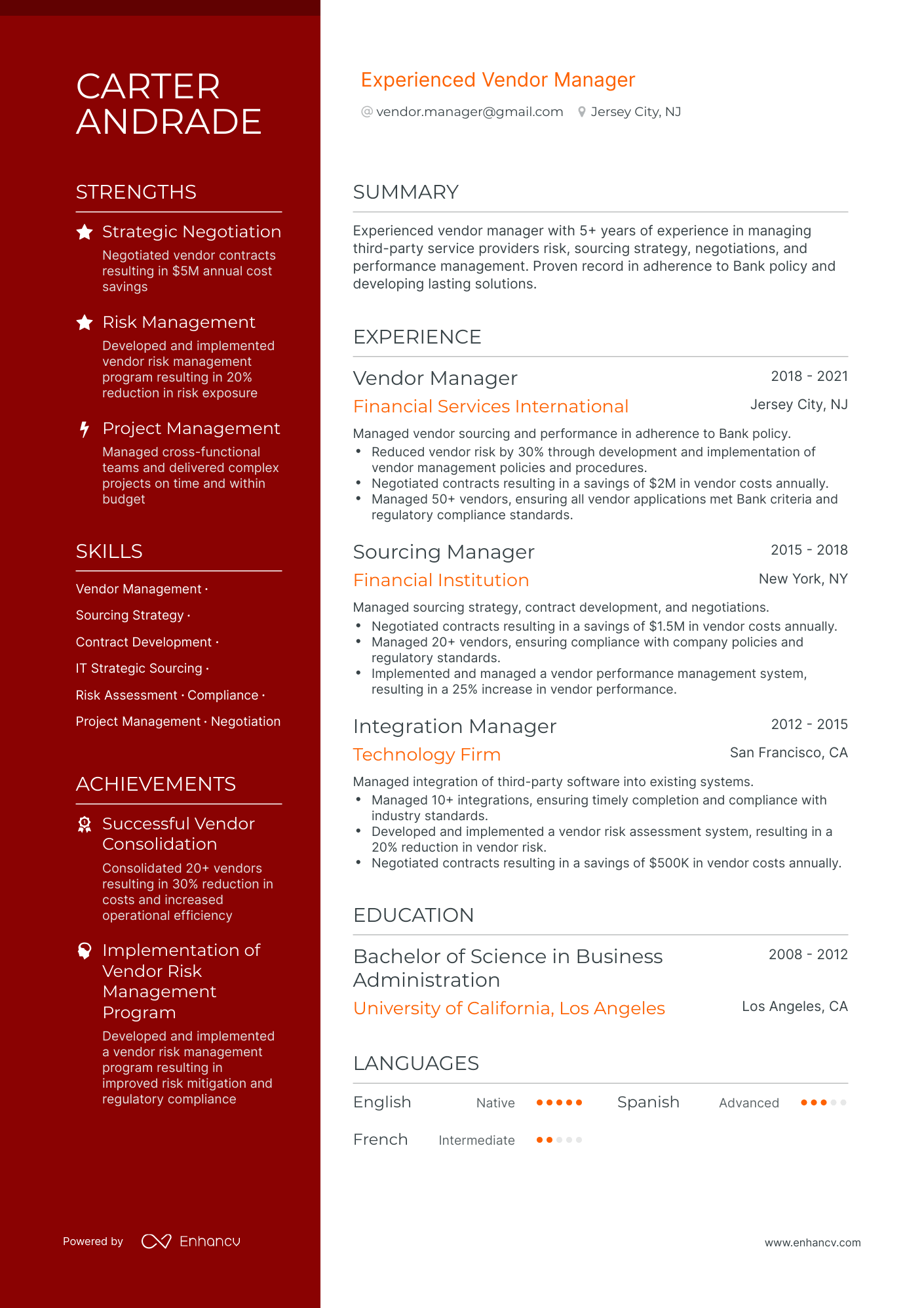 5 Vendor Manager Resume Examples & Guide for 2023