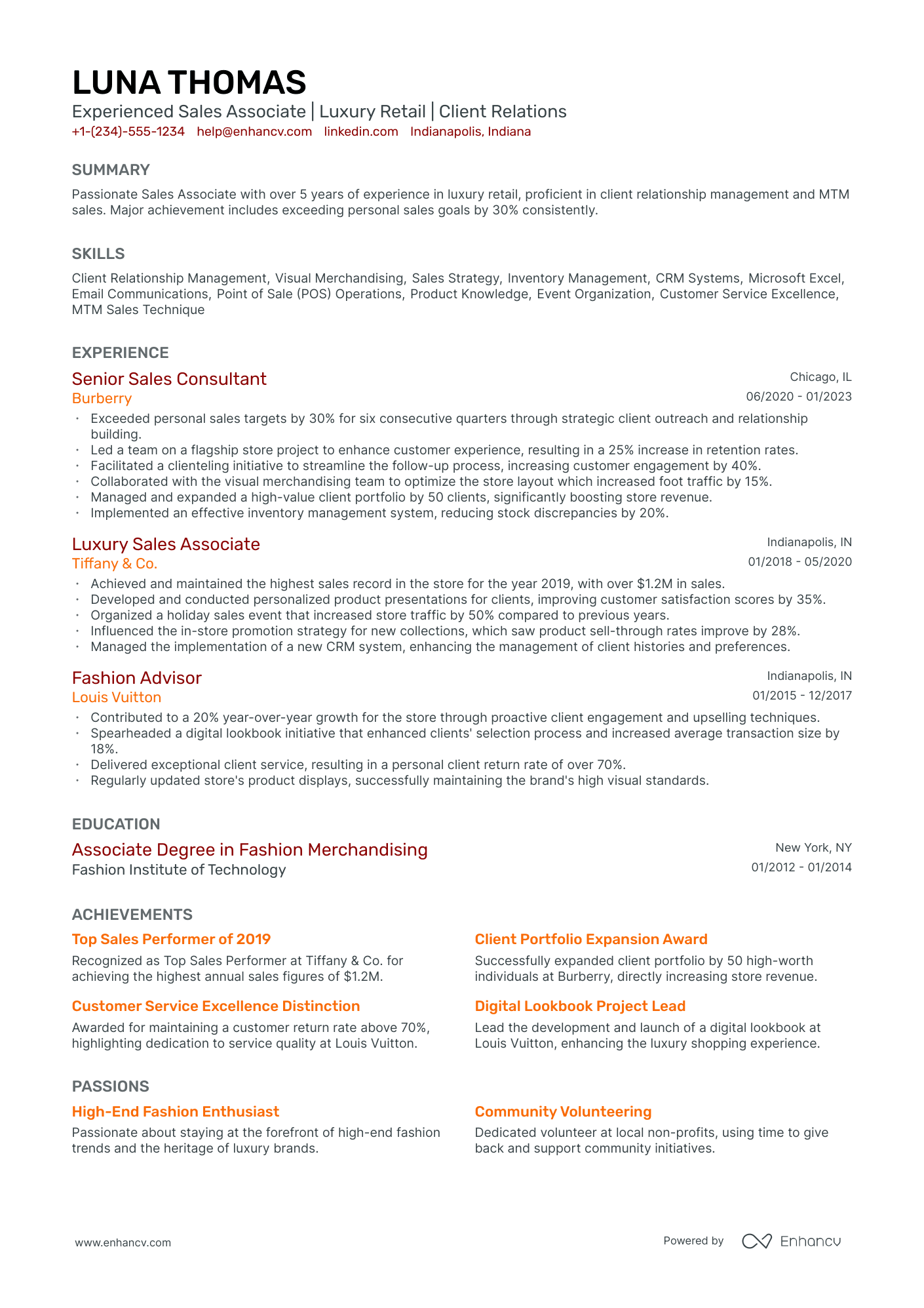 5 Fashion Retail Resume Examples & Guide for 2024