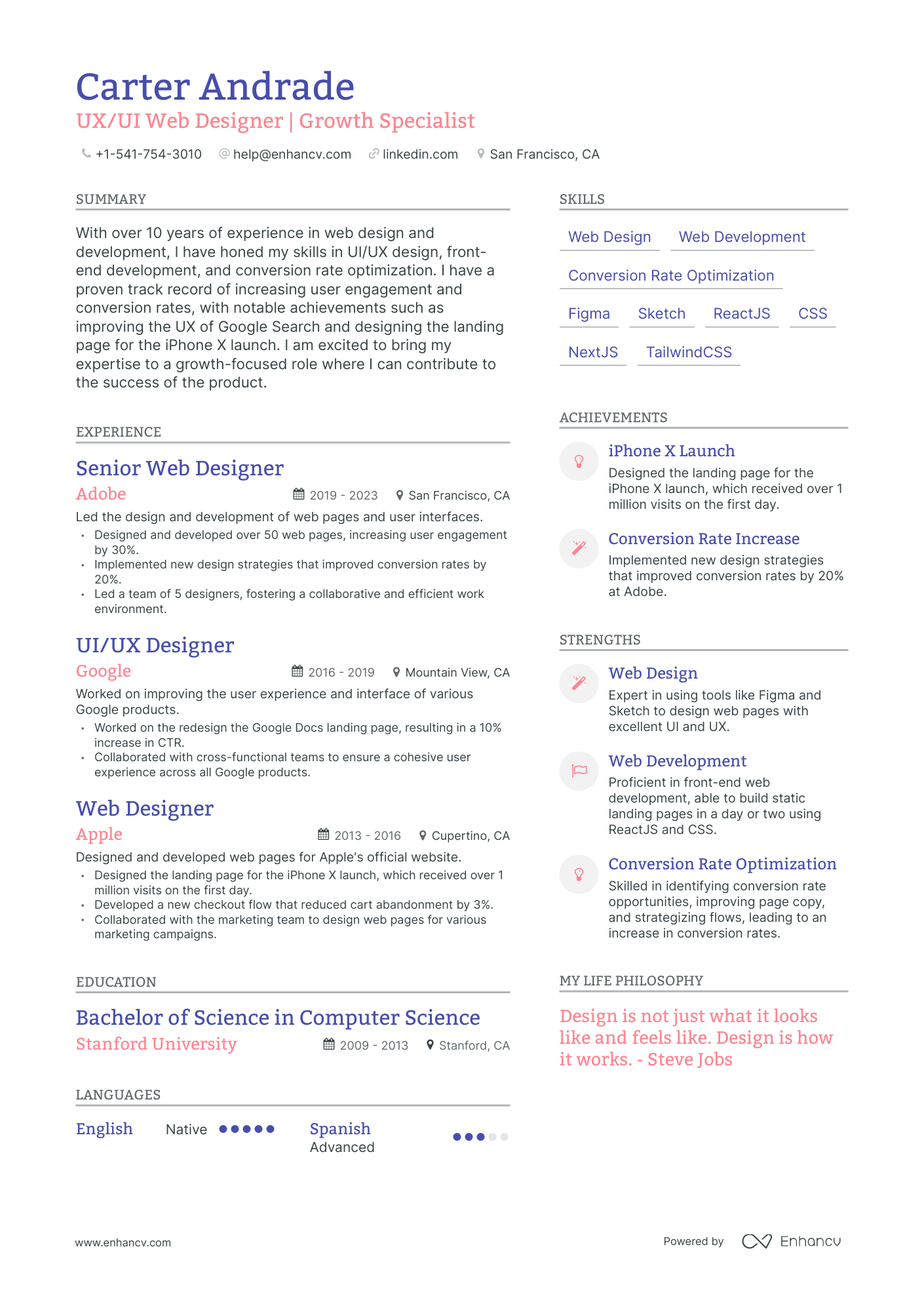 5 Web Designer Resume Examples & Guide For 2024