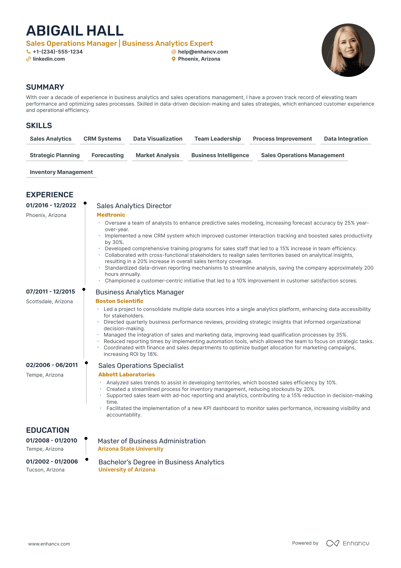 5 Sales Operations Manager Resume Examples & Guide for 2024