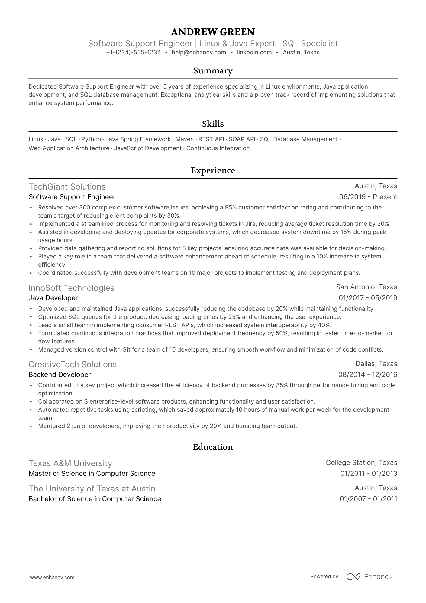 5 Software Support Engineer Resume Examples & Guide for 2024