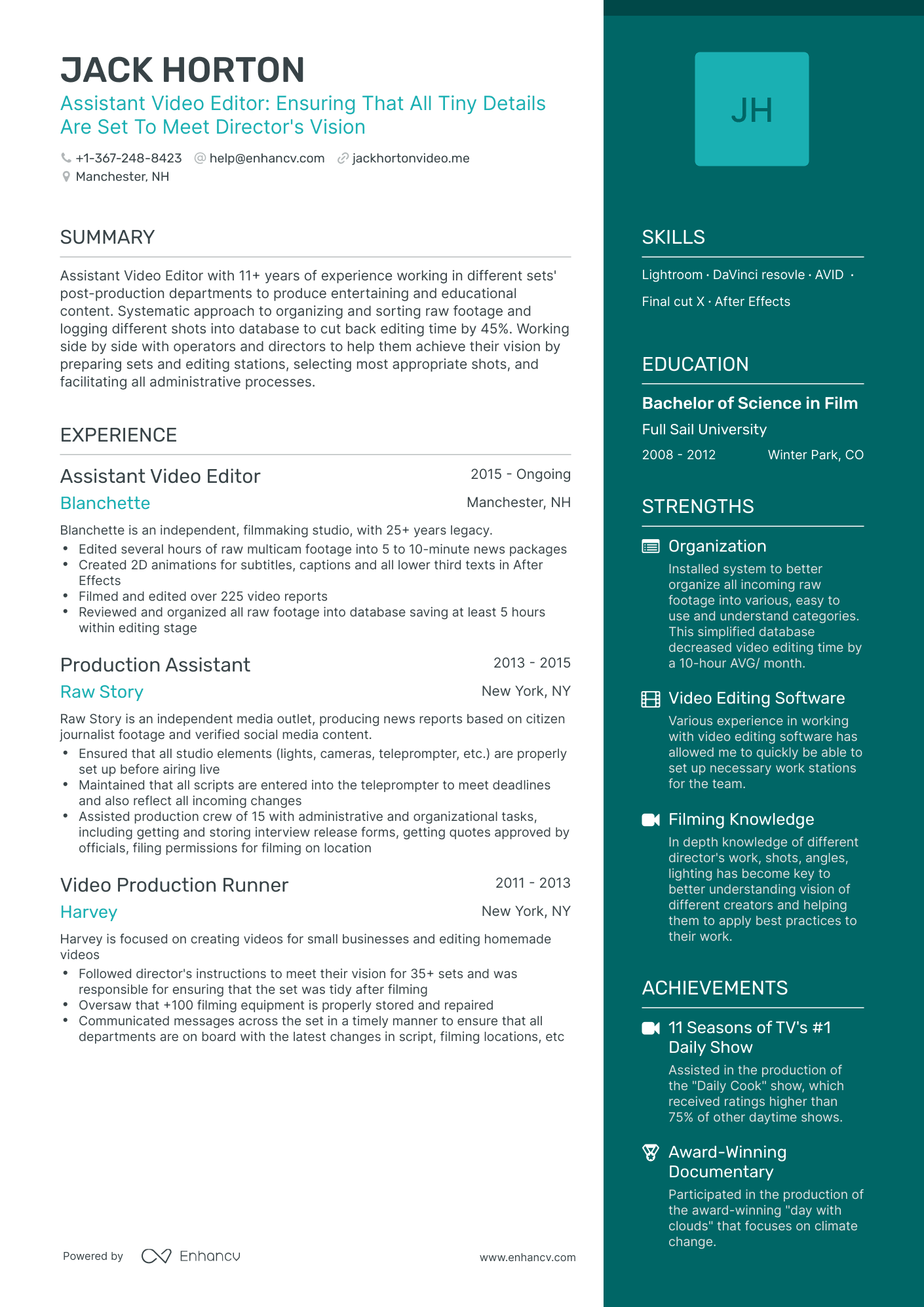 5 Assistant Video Editor Resume Examples & Guide for 2024