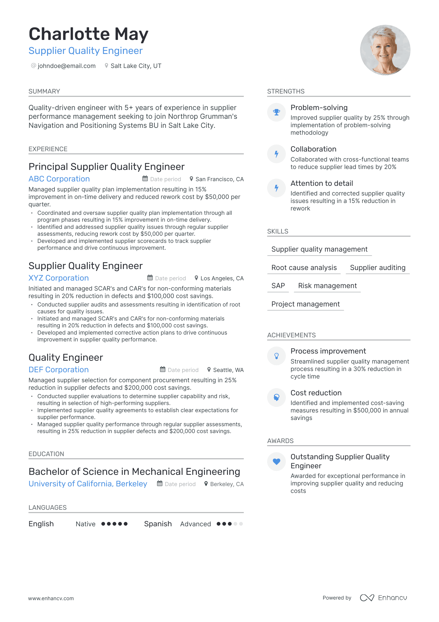 5 Supplier Quality Engineer Resume Examples & Guide for 2024