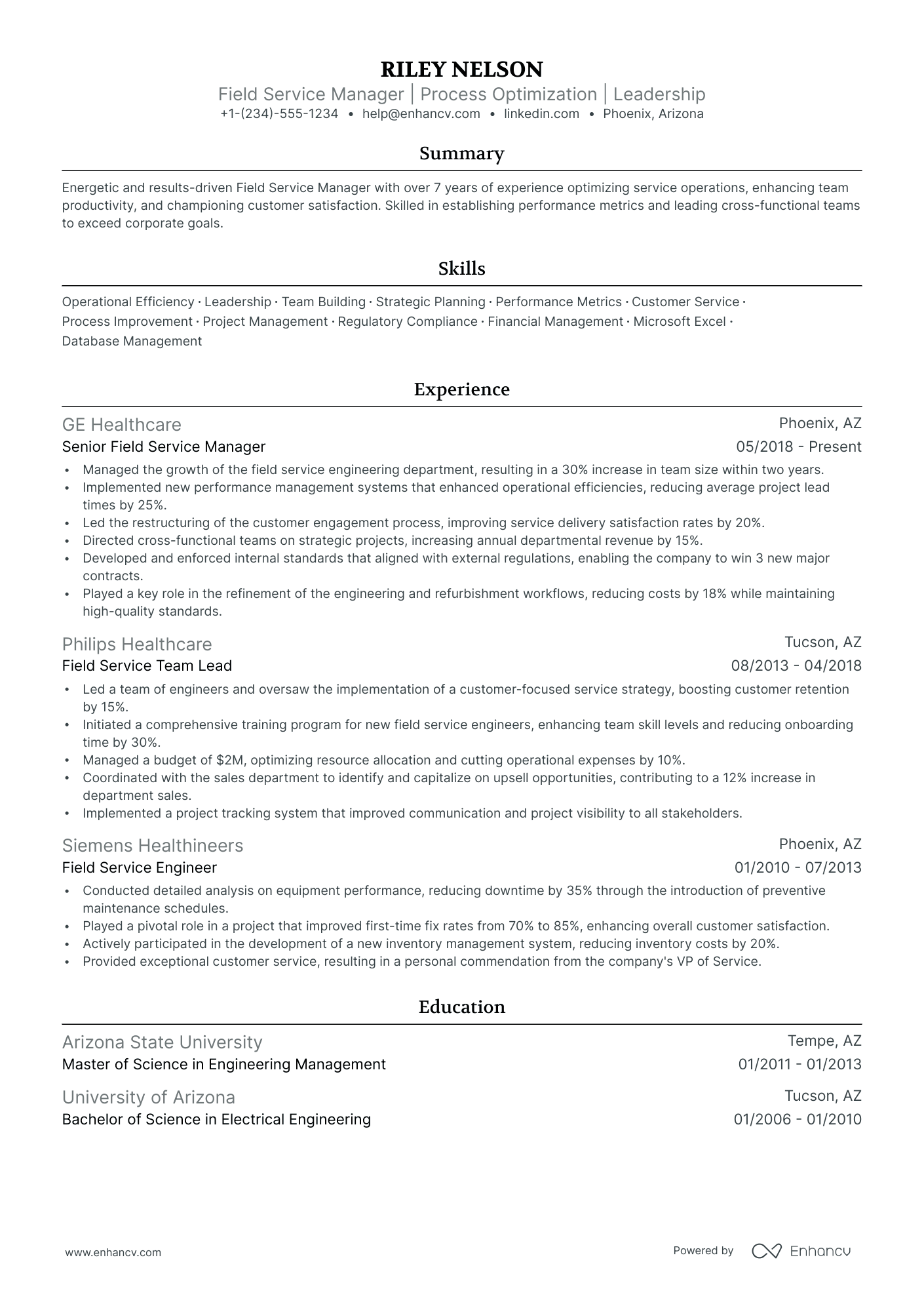 5 Field Service Manager Resume Examples & Guide for 2024