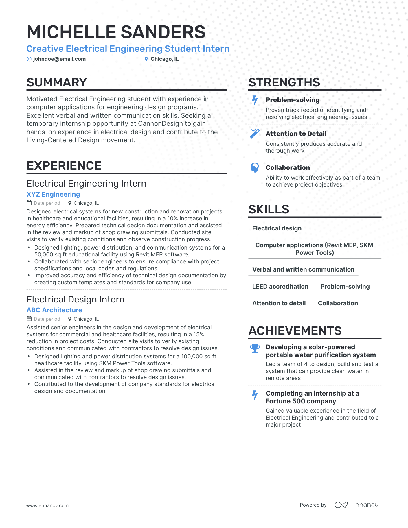 simple resume format for engineering students