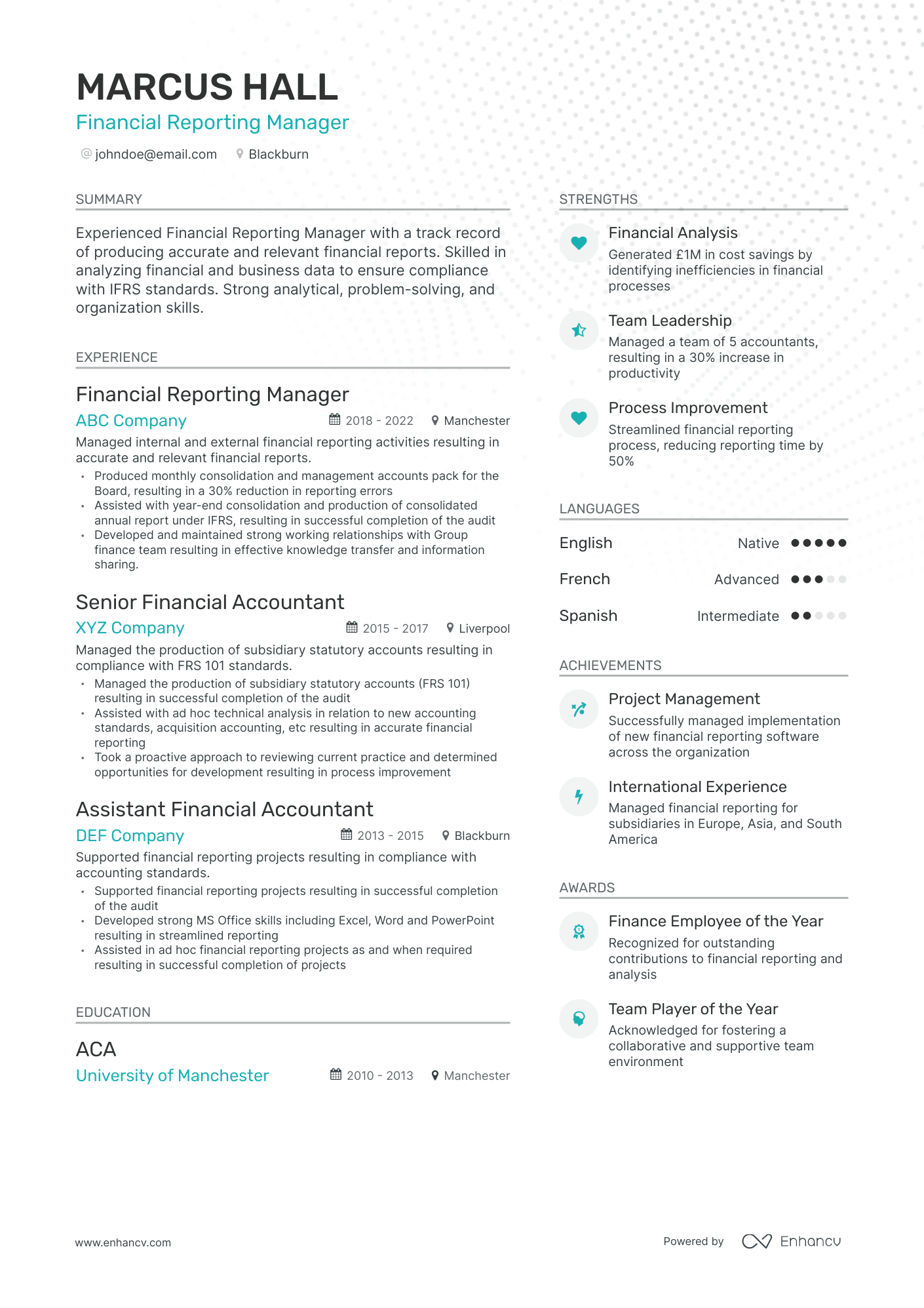 5 Financial Reporting Manager Resume Examples & Guide for 2023