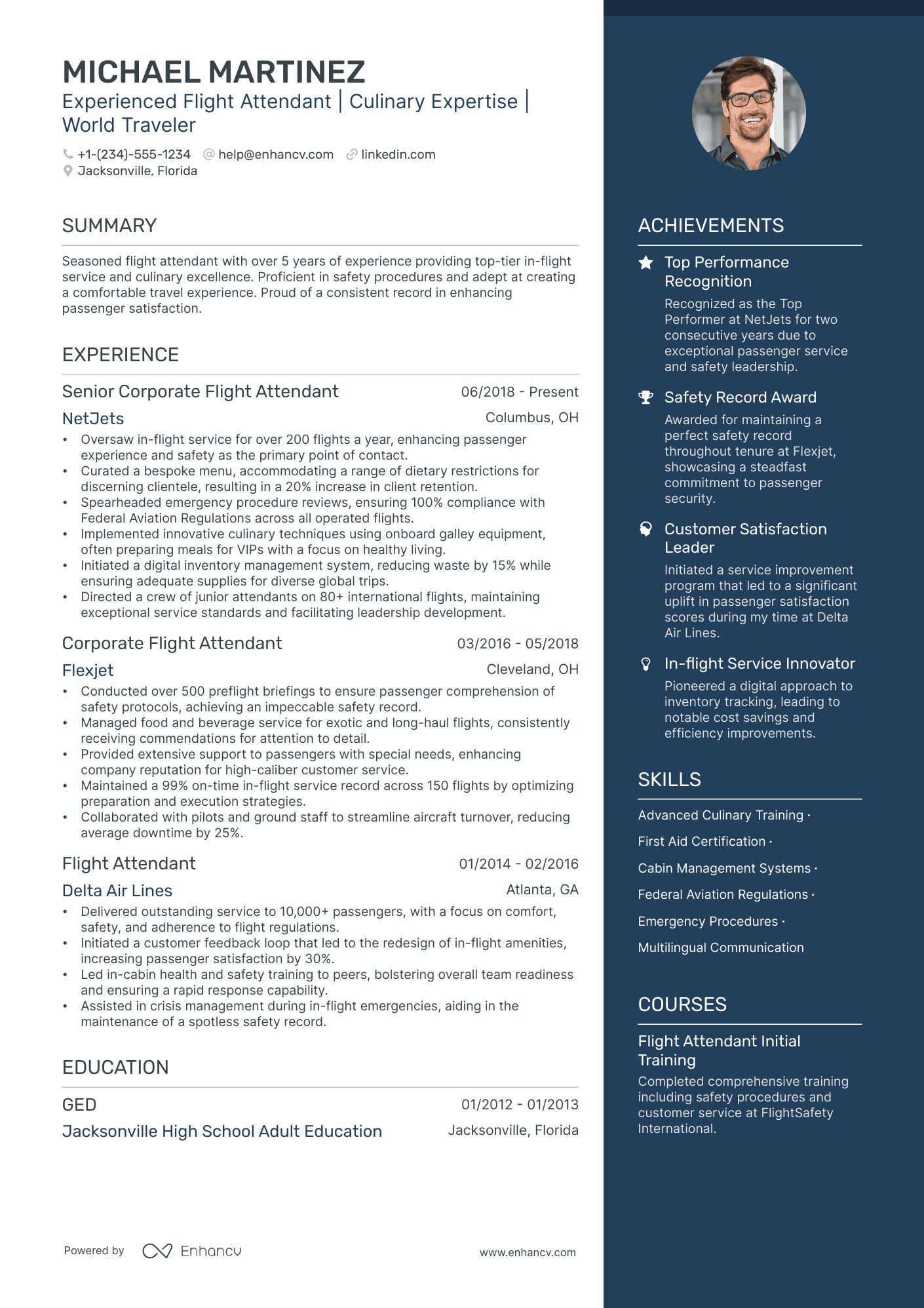 5 Corporate Flight Attendant Resume Examples & Guide for 2024