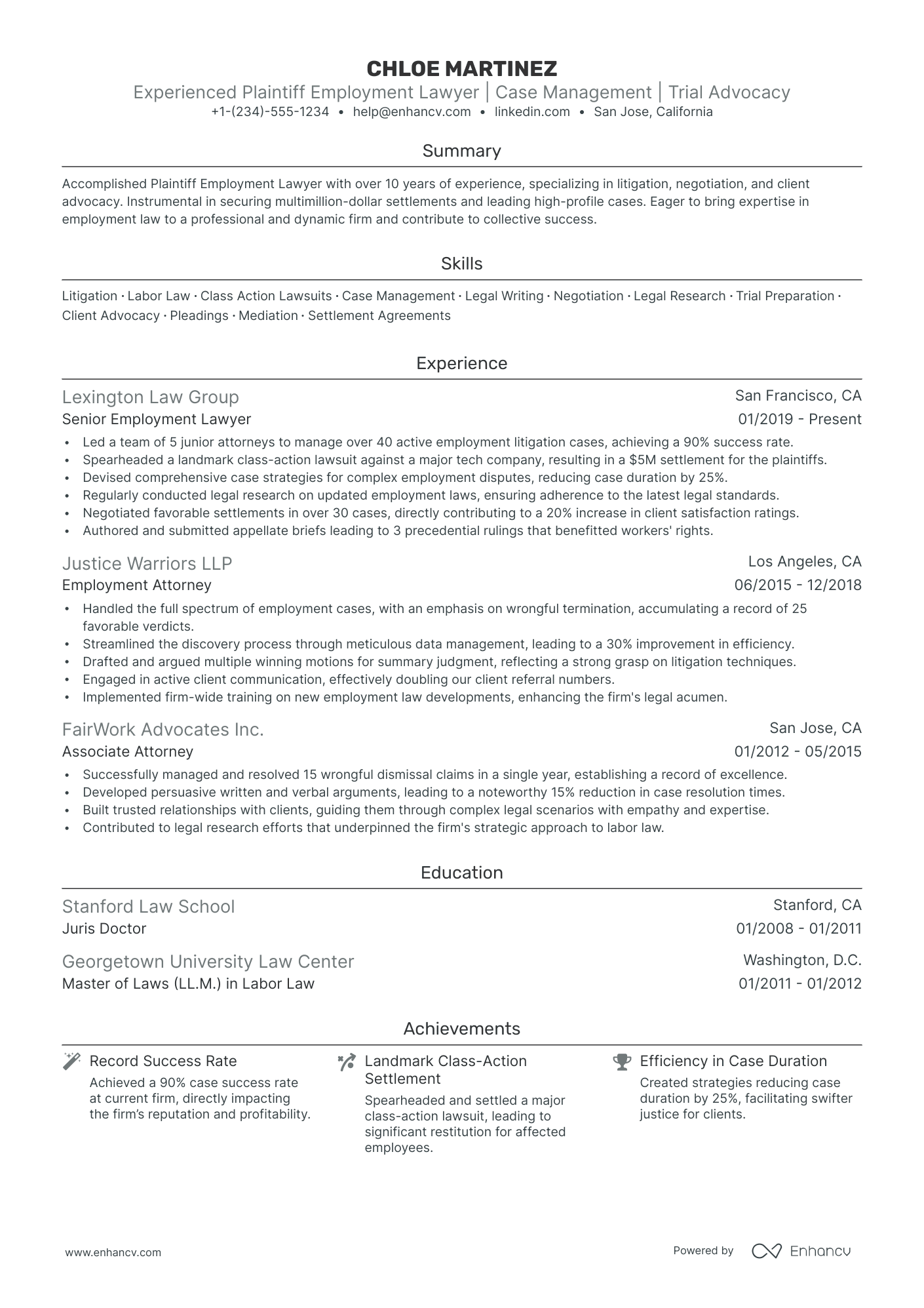 5 Employment Lawyer Resume Examples & Guide For 2024