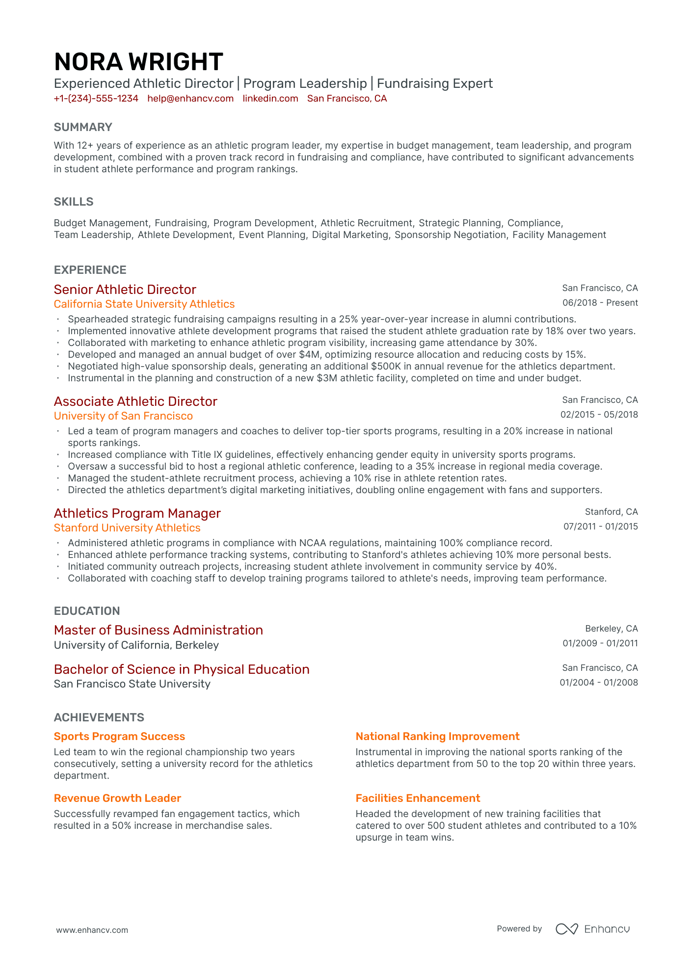 5 Athletic Director Resume Examples & Guide for 2024