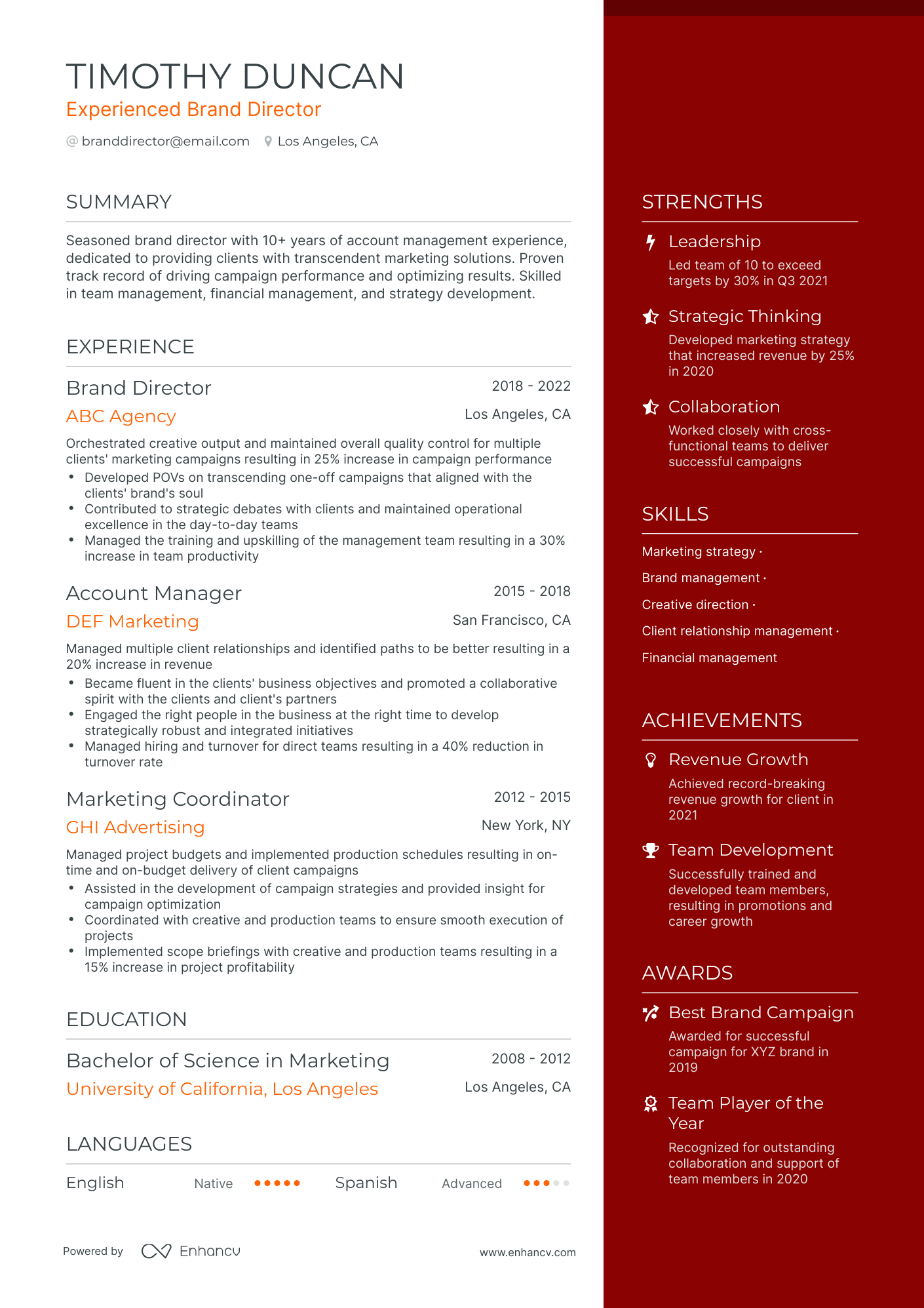 9 Brand Manager Resume Examples & Guide for 2024