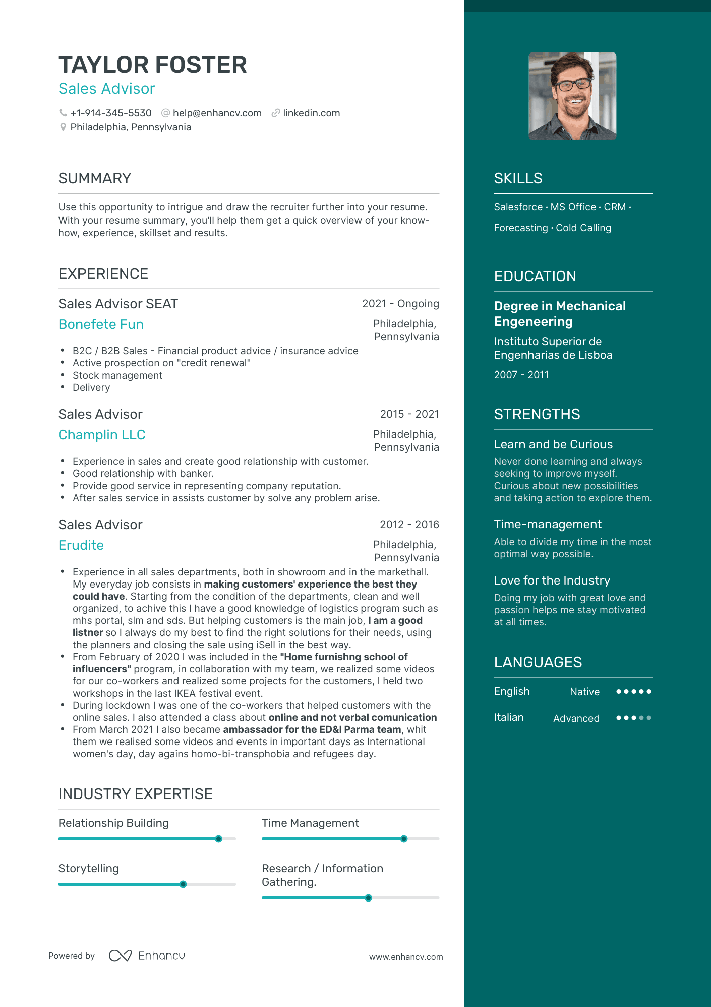 Sales Advisor Resume Examples & Guide for 2023 (Layout, Skills ...