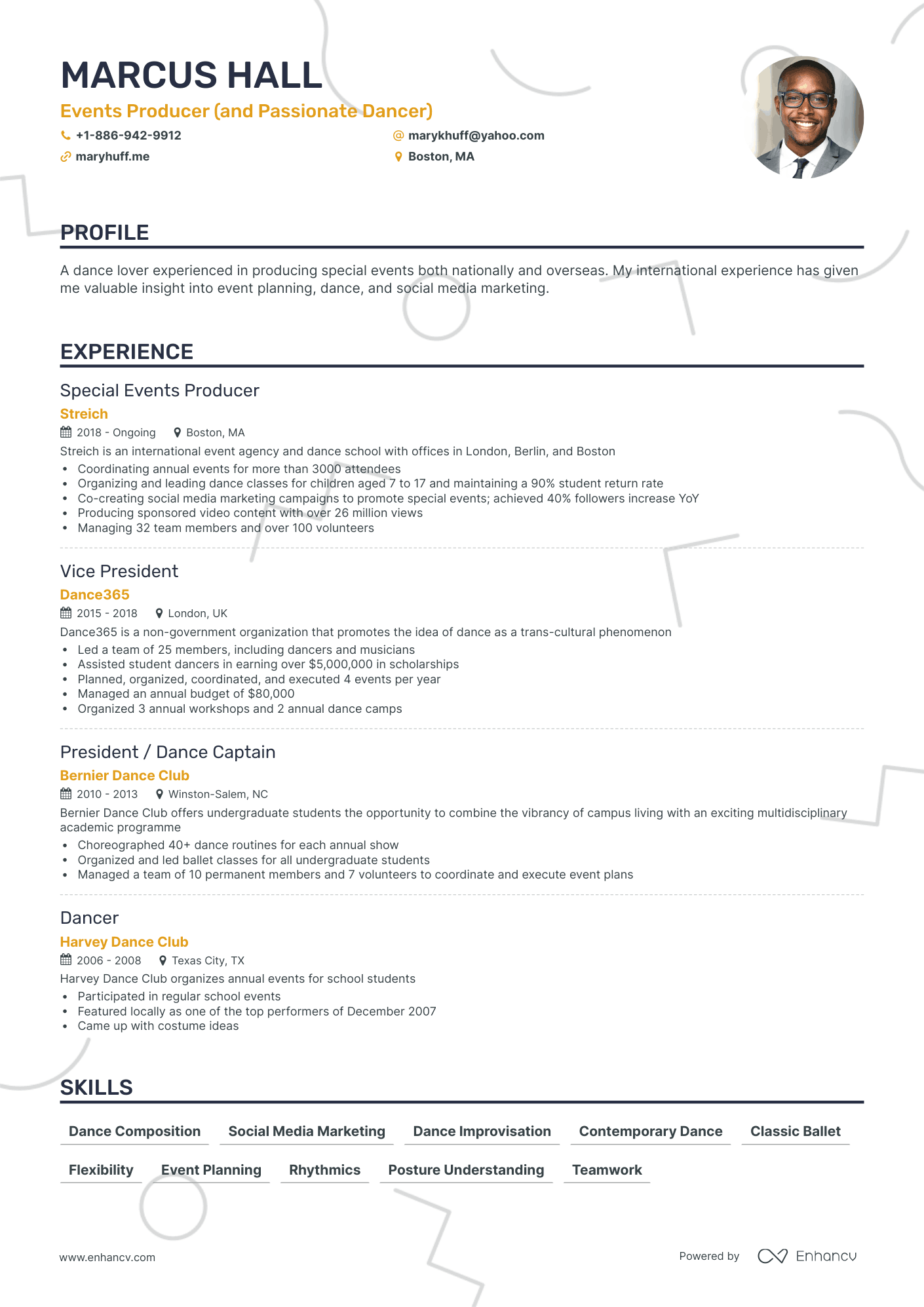 5 Dance Resume Examples & Guide for 2023