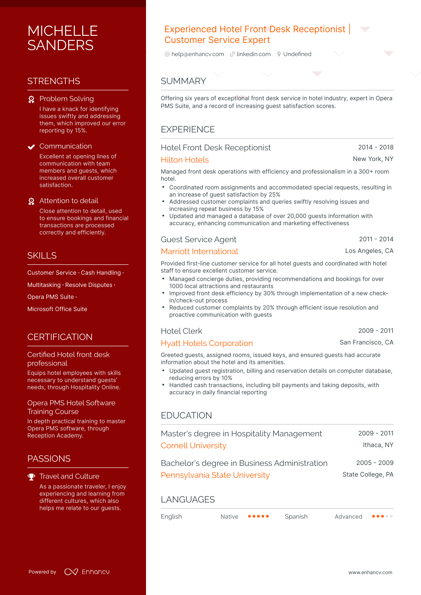 5 Hotel Front Desk Receptionist Resume Examples & Guide for 2024