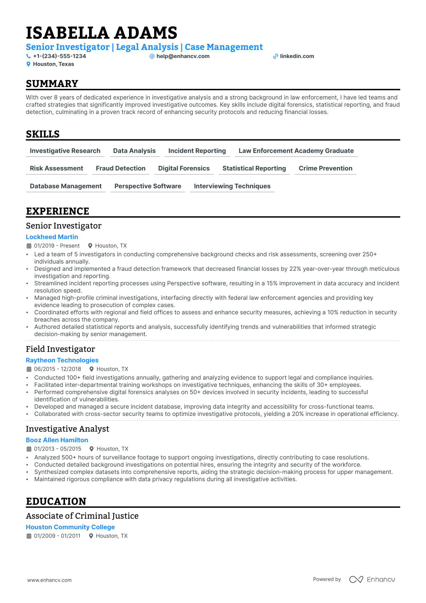 5 Investigator Resume Examples & Guide for 2024