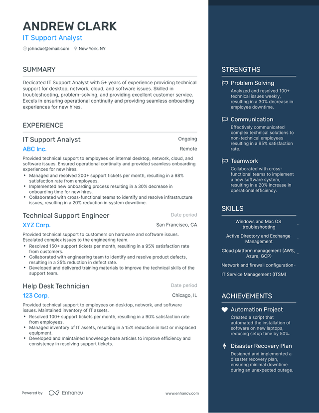 5 IT Support Analyst Resume Examples & Guide for 2023