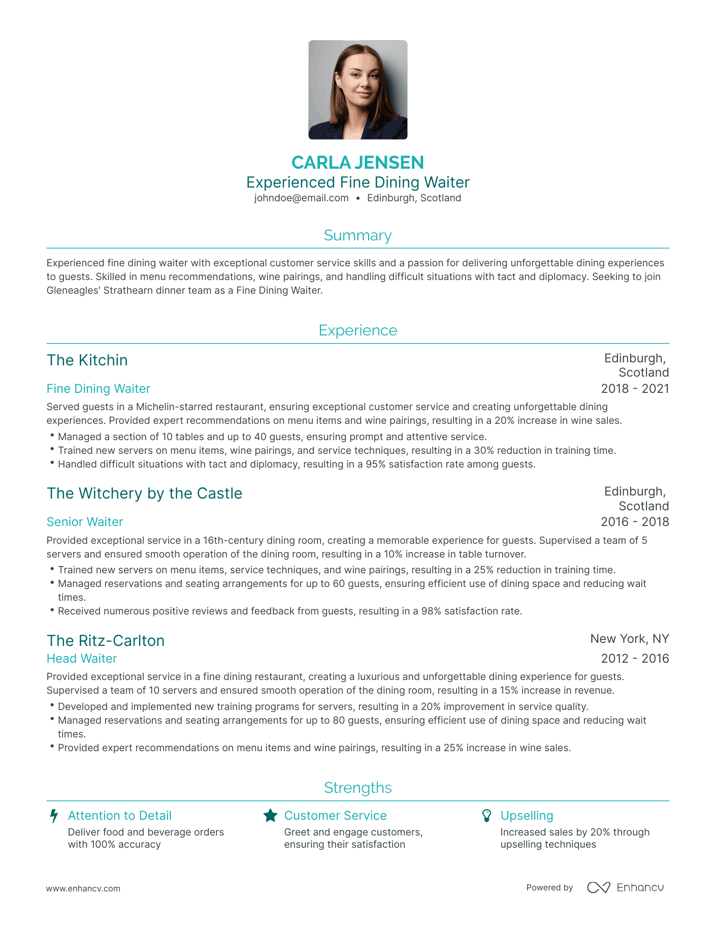 5 Fine Dining Resume Examples & Guide For 2023