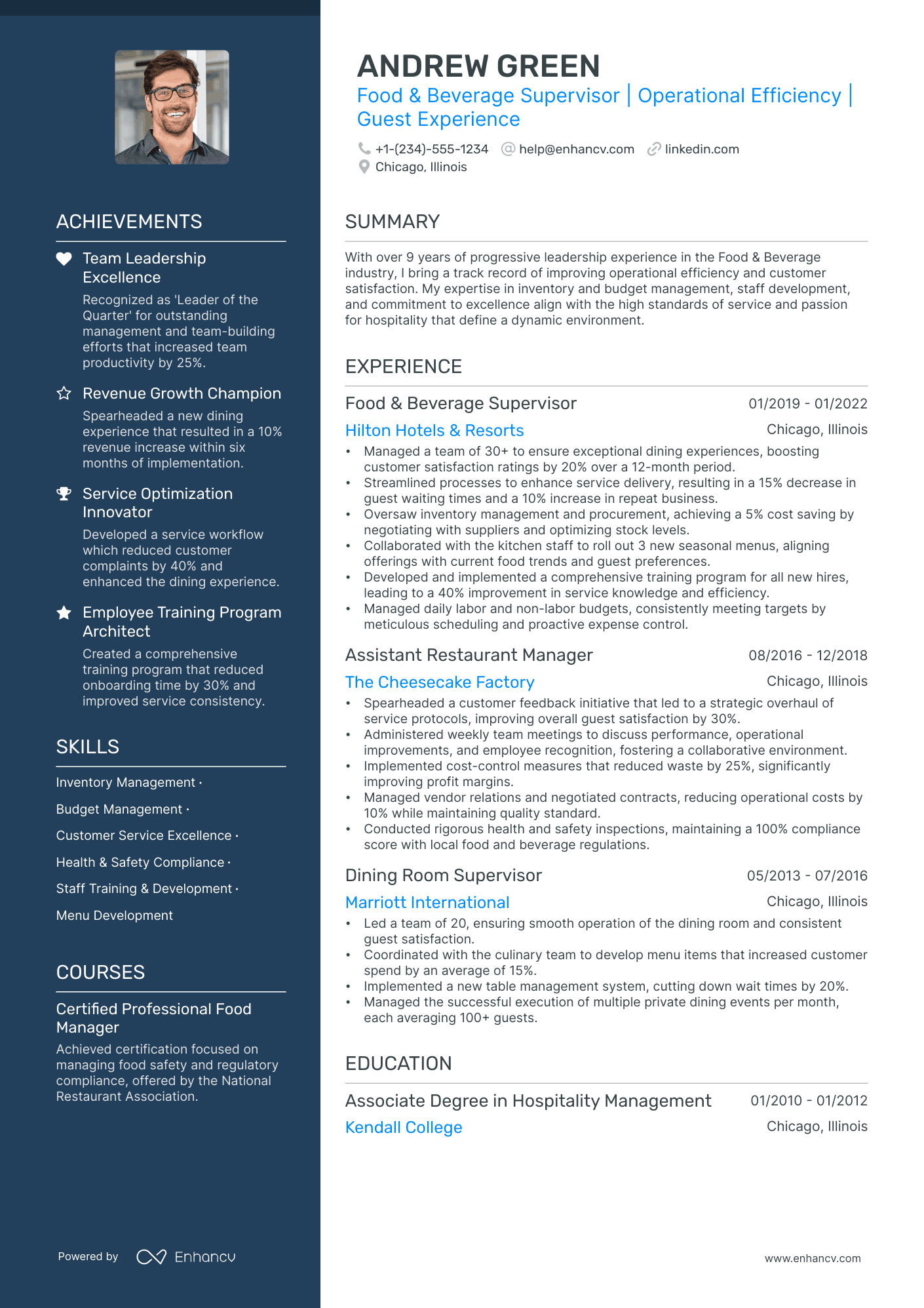 5 Assistant Restaurant Manager Resume Examples & Guide for 2024