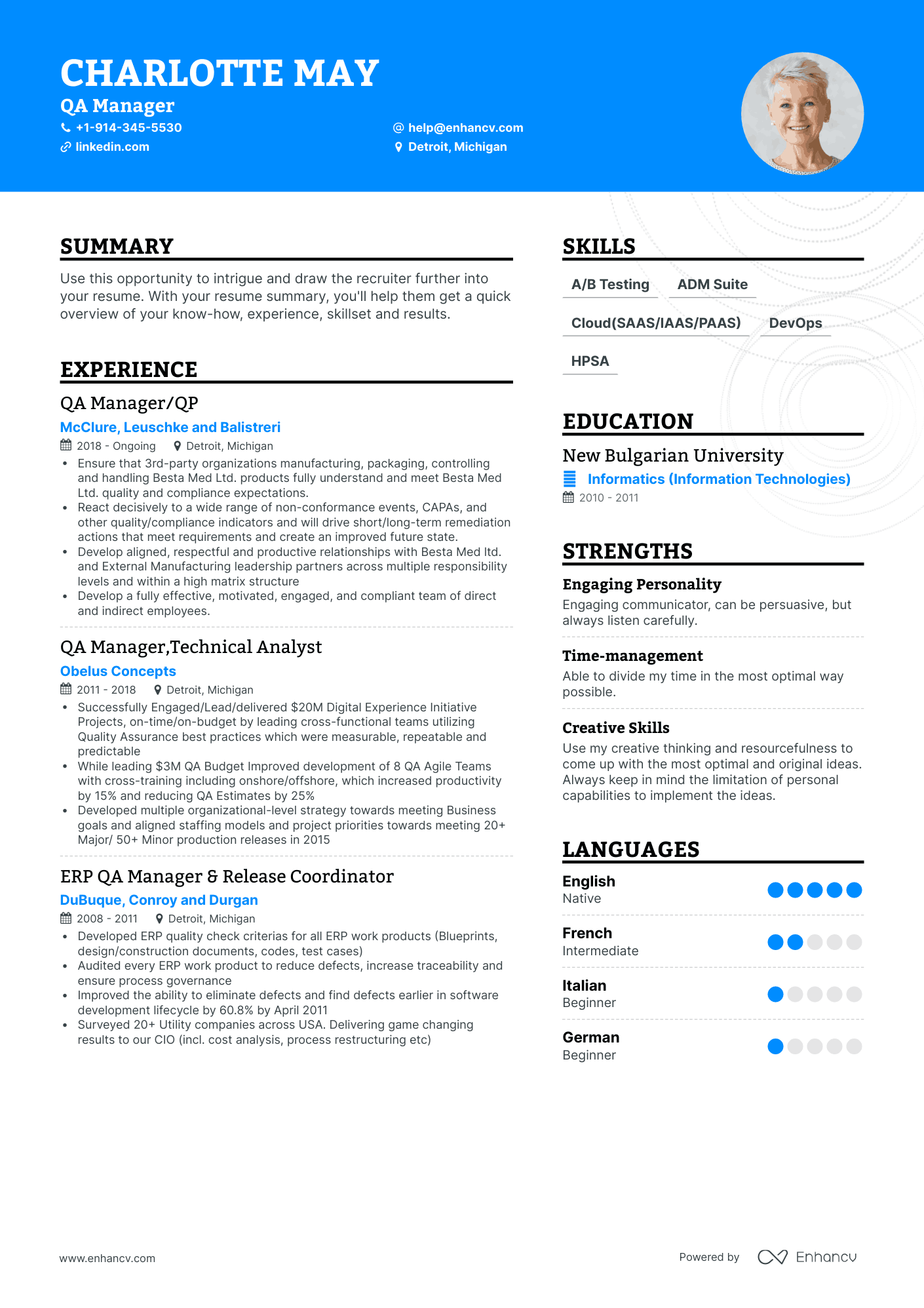 QA Manager Resume Examples & Guide for 2023 (Layout, Skills, Keywords ...