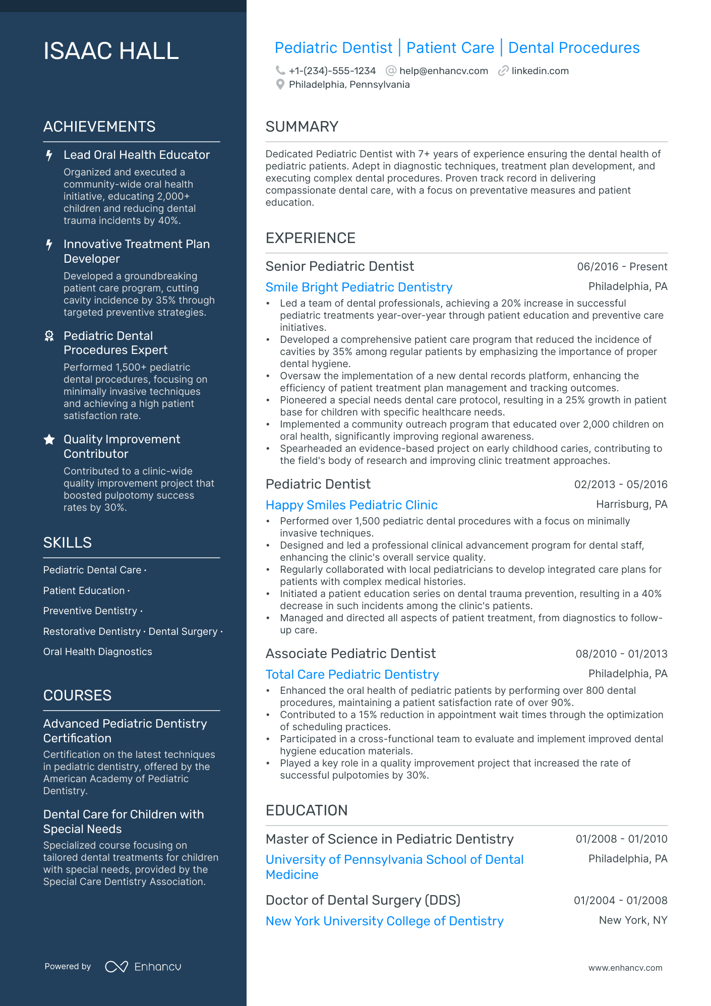 5 Pediatric Dentist Resume Examples & Guide for 2024