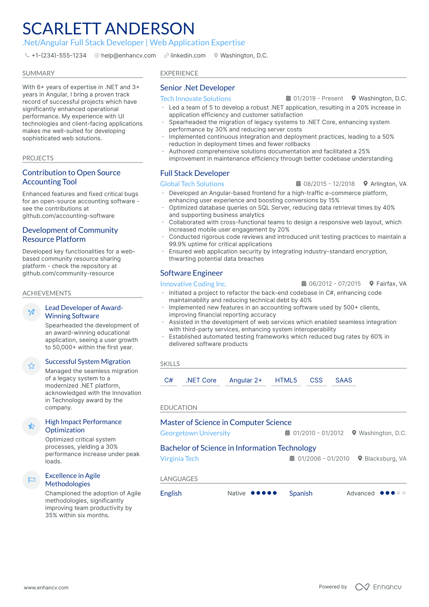 5 Angular Full Stack Developer Resume Examples & Guide for 2024