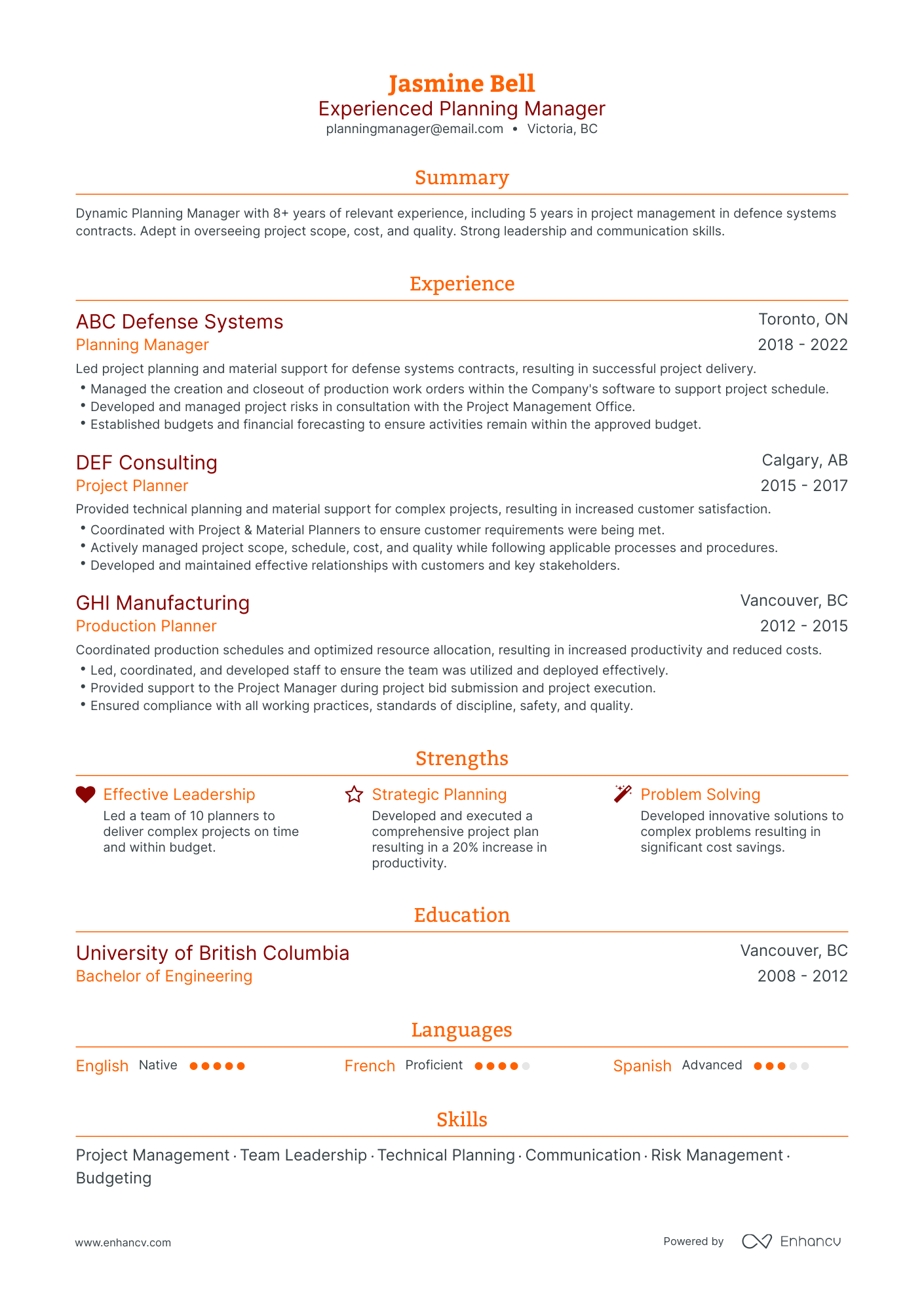 5 Planning Manager Resume Examples & Guide for 2024