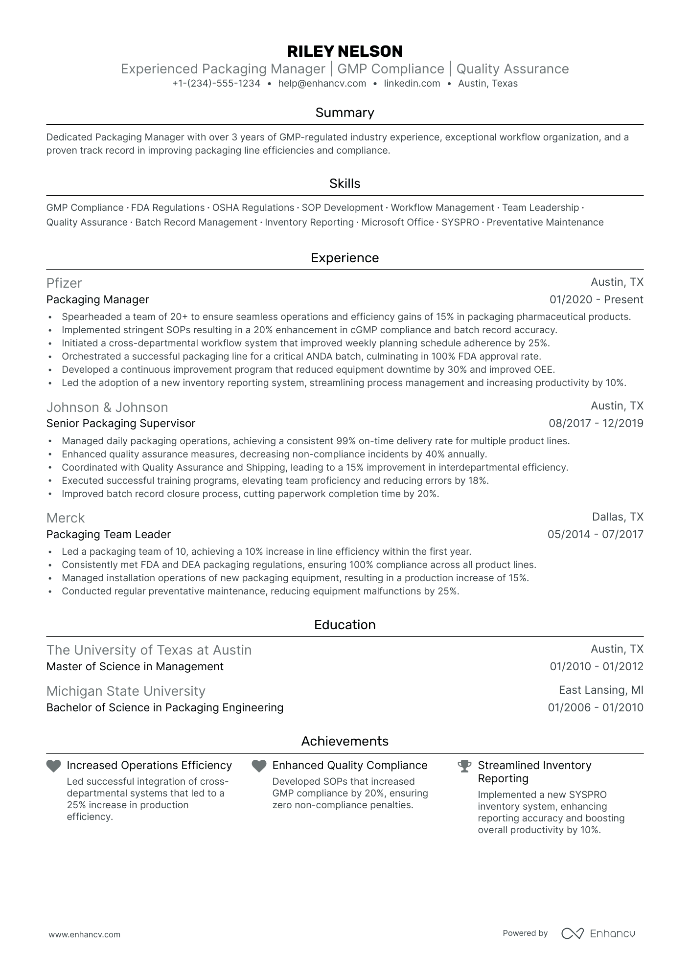 5 Packaging Manager Resume Examples & Guide for 2024