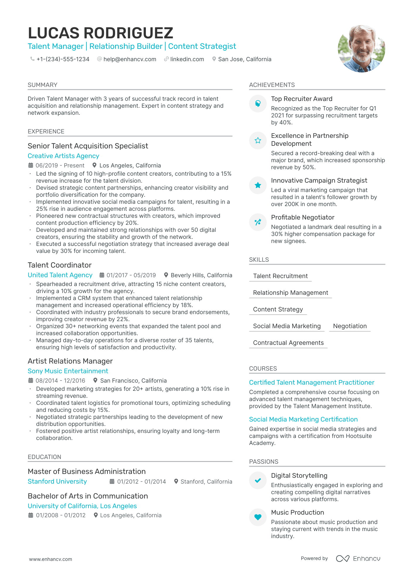 5 Talent Manager Resume Examples & Guide for 2024