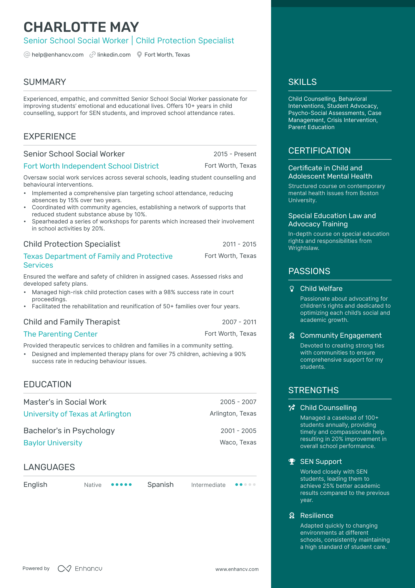 10 School Social Worker Resume Examples & Guide for 2026