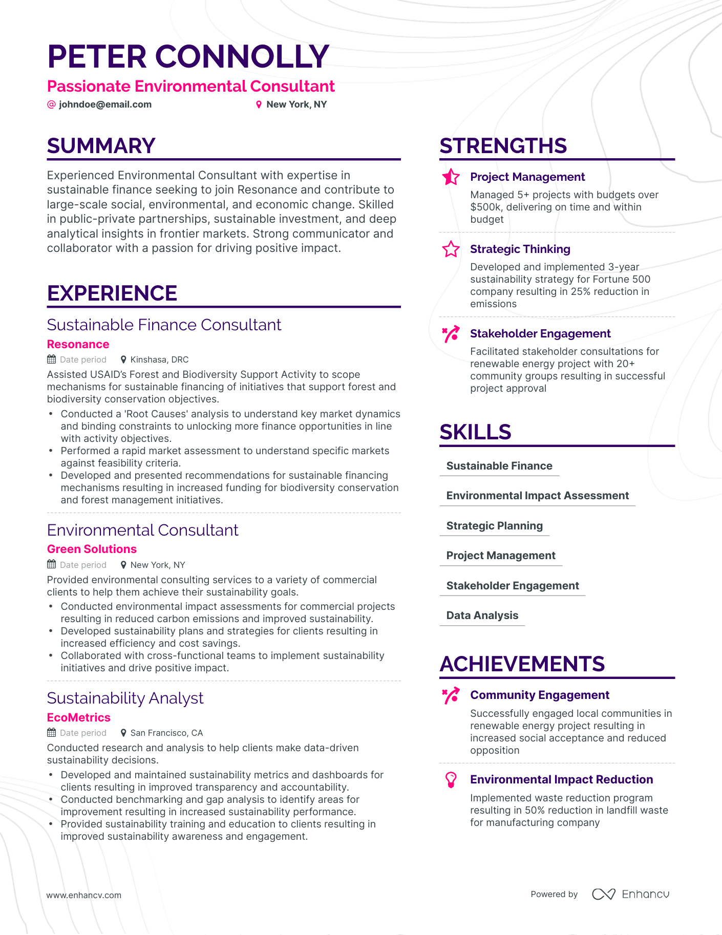 5 Environmental Consultant Resume Examples & Guide for 2023