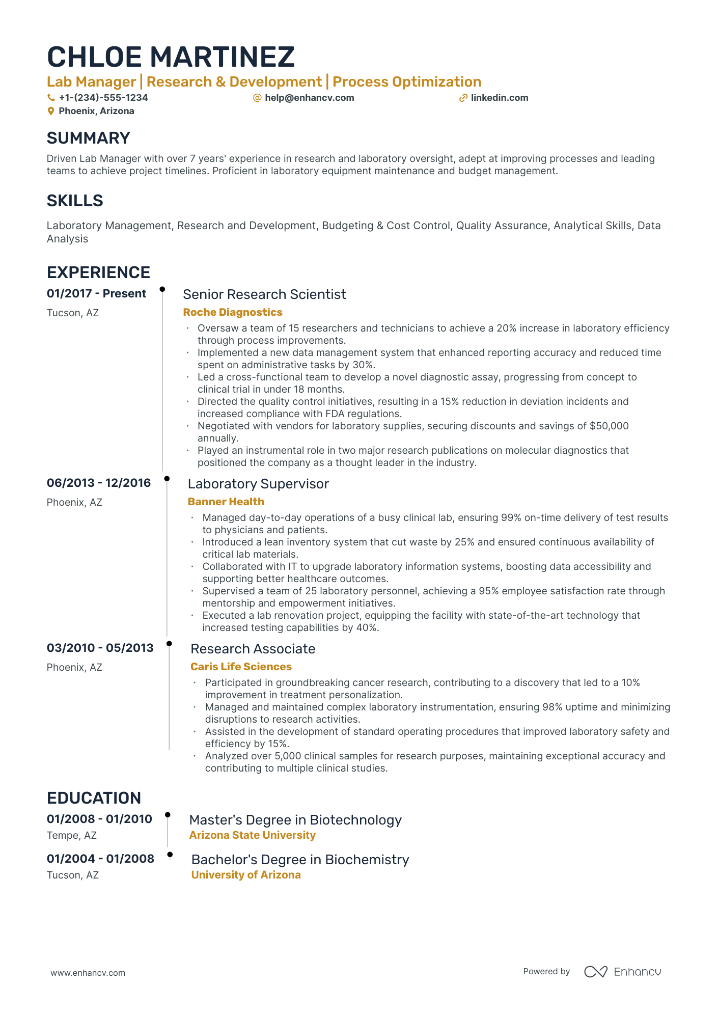 10 Lab Manager Resume Examples & Guide for 2026
