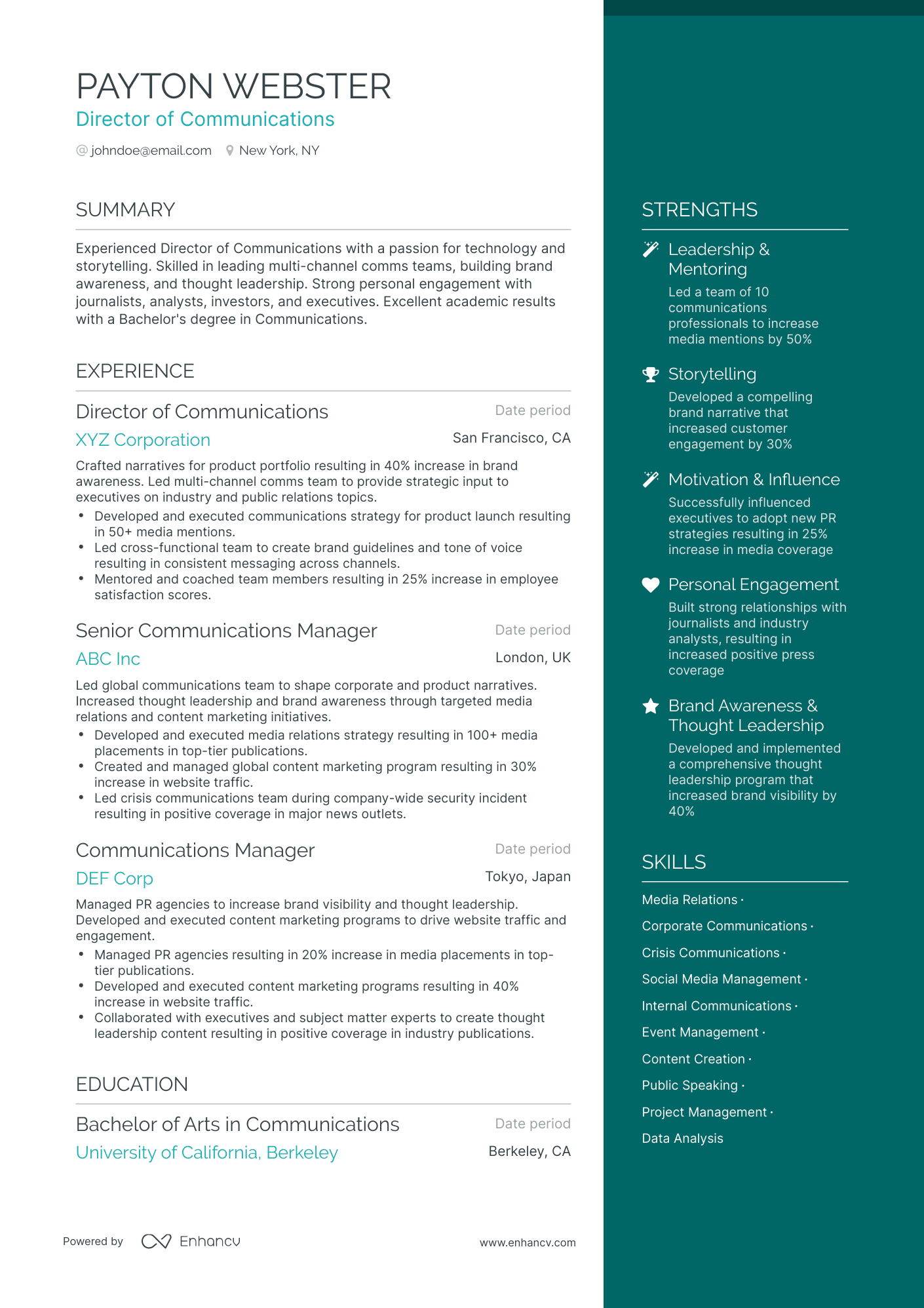 6 Communication Manager Resume Examples & Guide For 2024