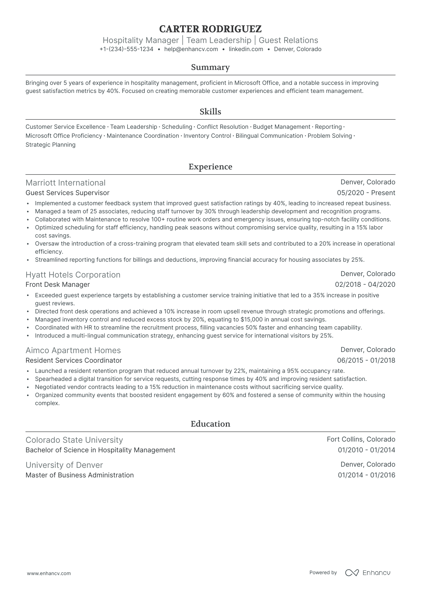 5 Front Desk Supervisor Resume Examples & Guide for 2024