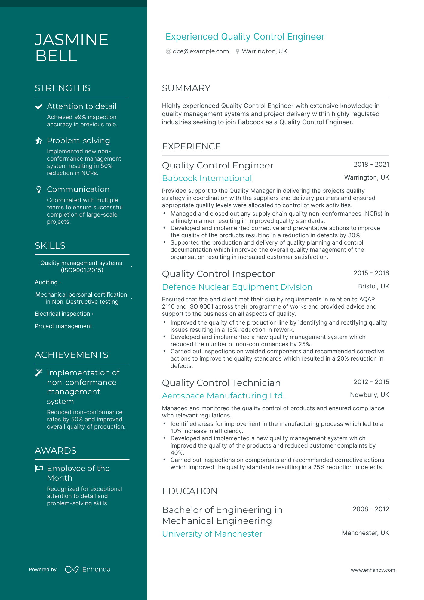 5 Quality Control Engineer Resume Examples & Guide for 2023