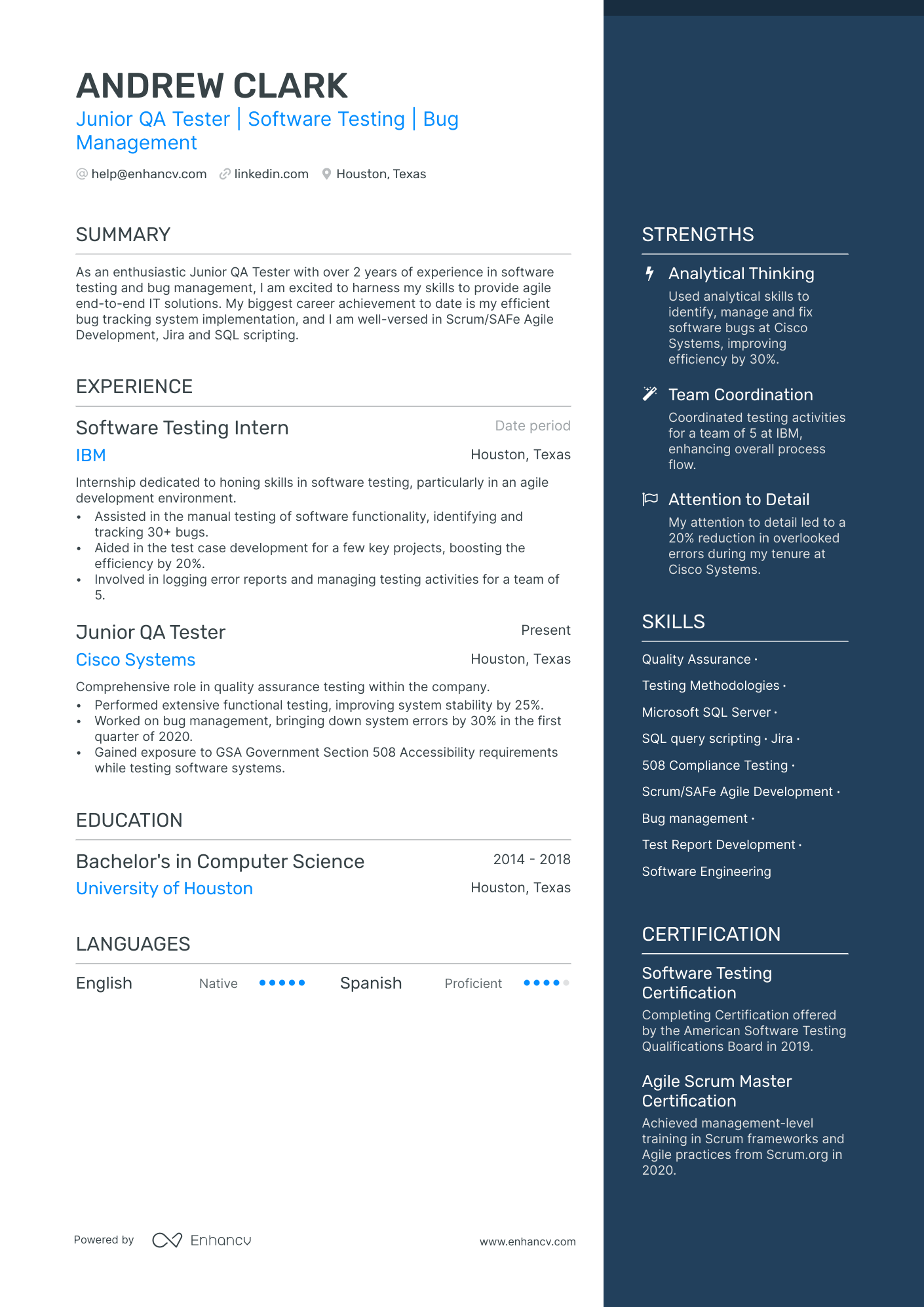 5 Junior QA Tester Resume Examples & Guide for 2024