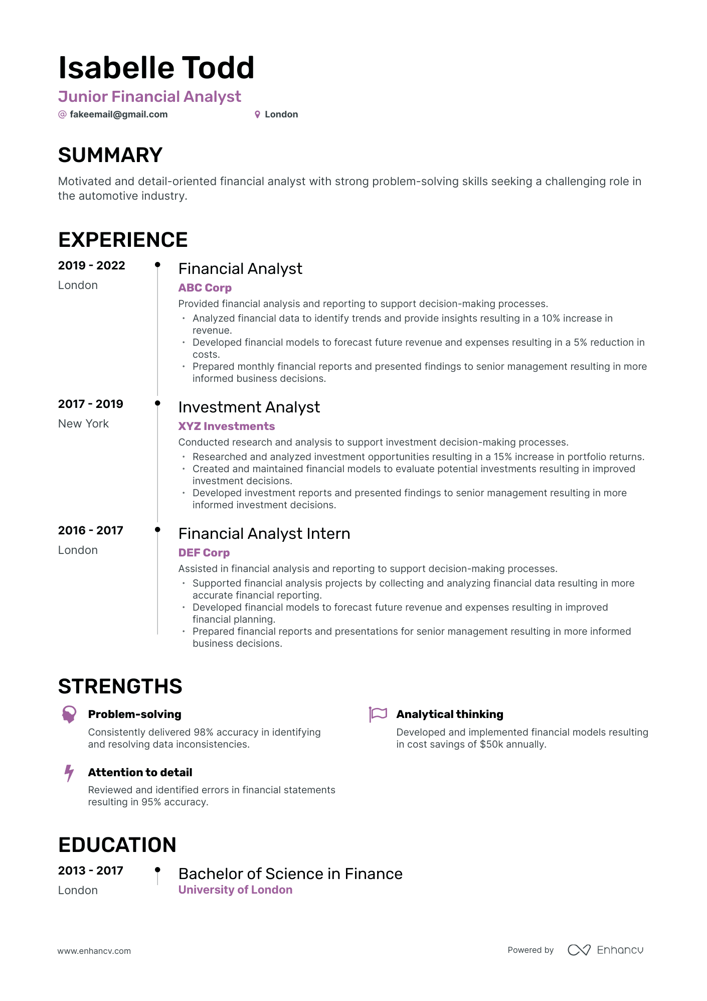 5 Junior Financial Analyst Resume Examples & Guide for 2024