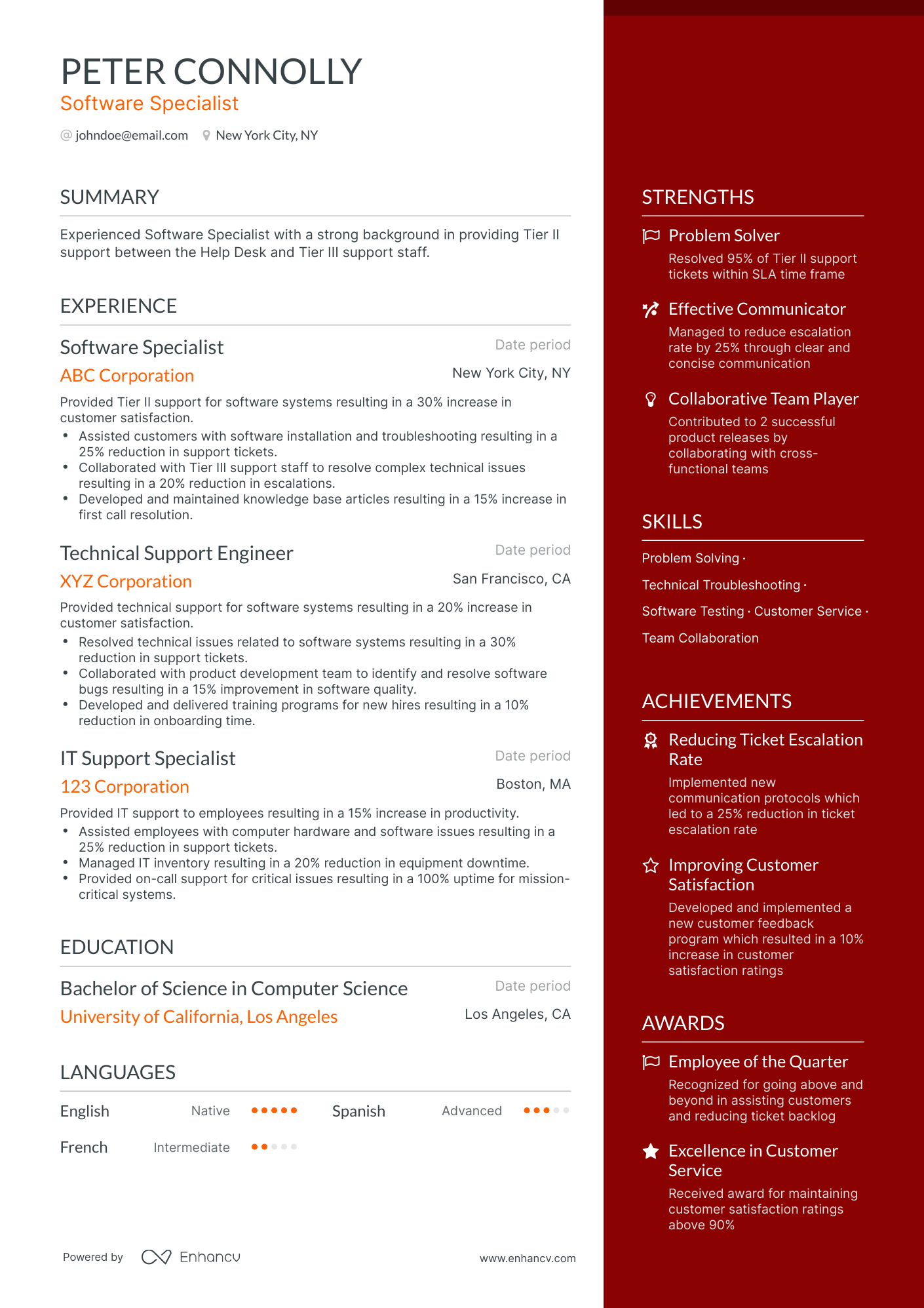 5 Software Specialist Resume Examples & Guide for 2024