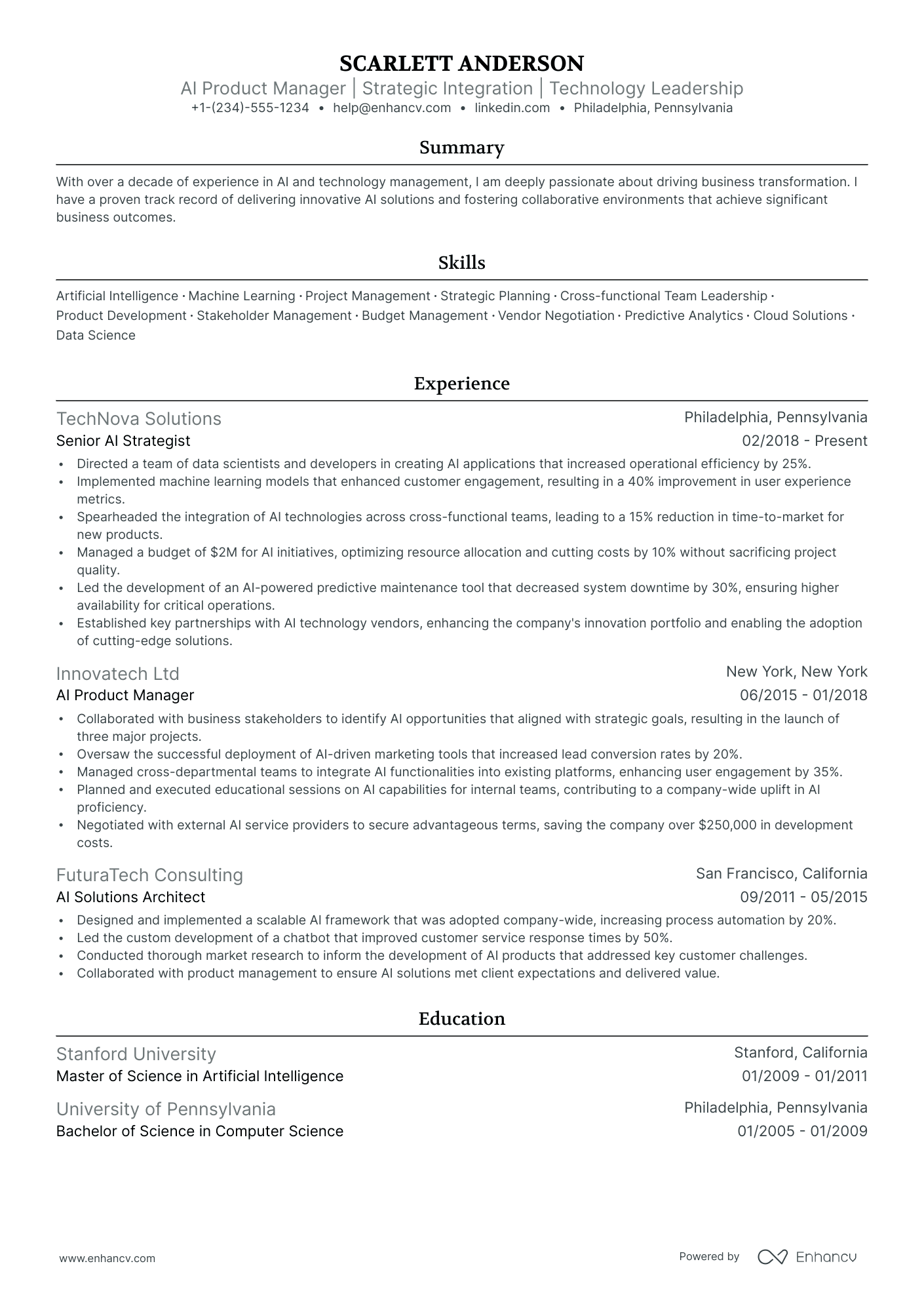 5 Ai Product Manager Resume Examples & Guide For 2024