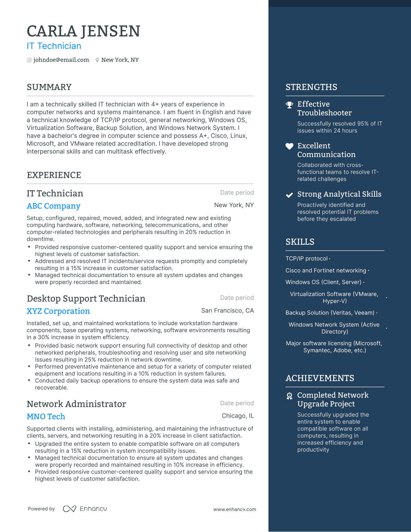 5 IT Technician Resume Examples & Guide for 2023