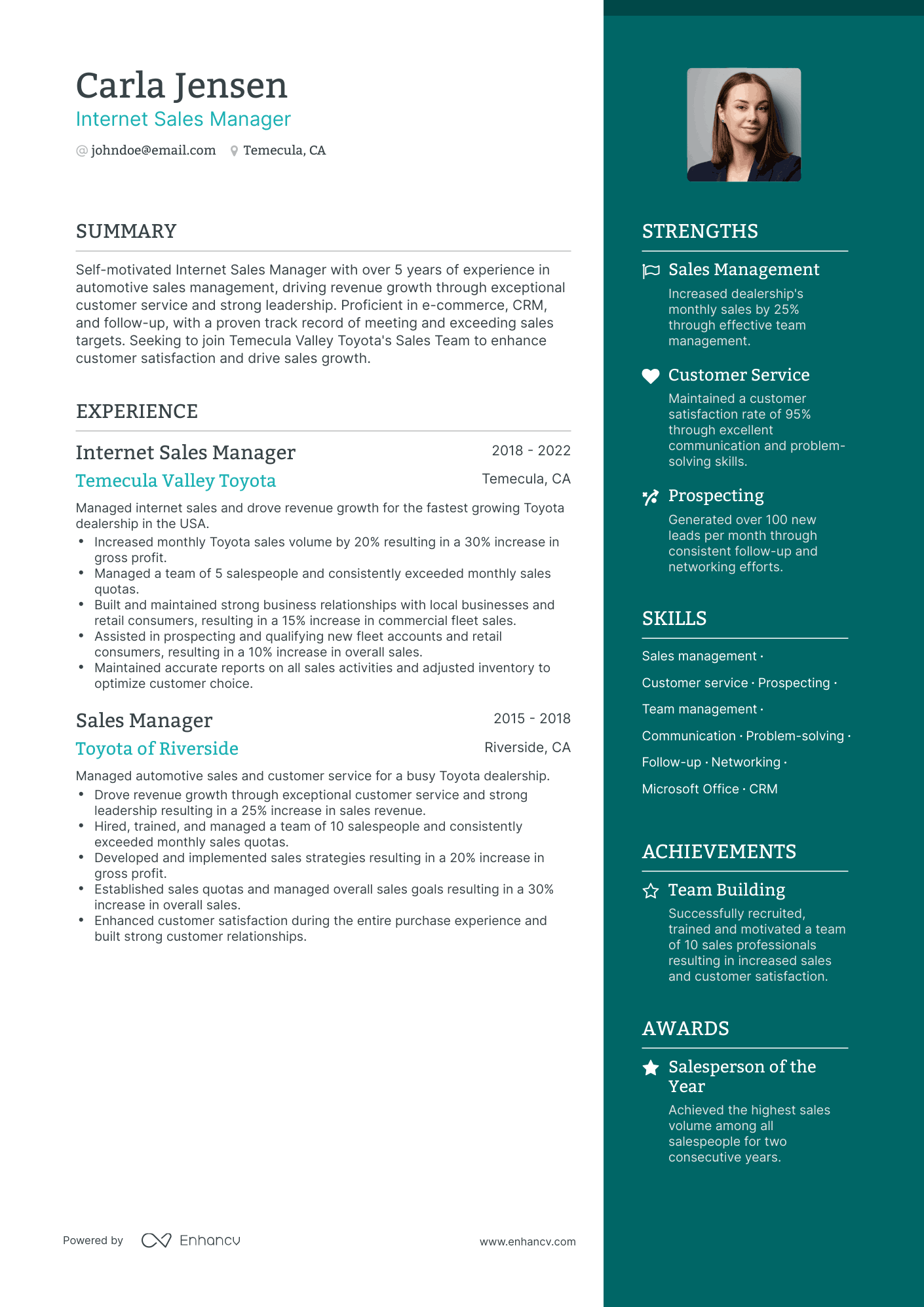 5 Internet Sales Manager Resume Examples & Guide for 2023