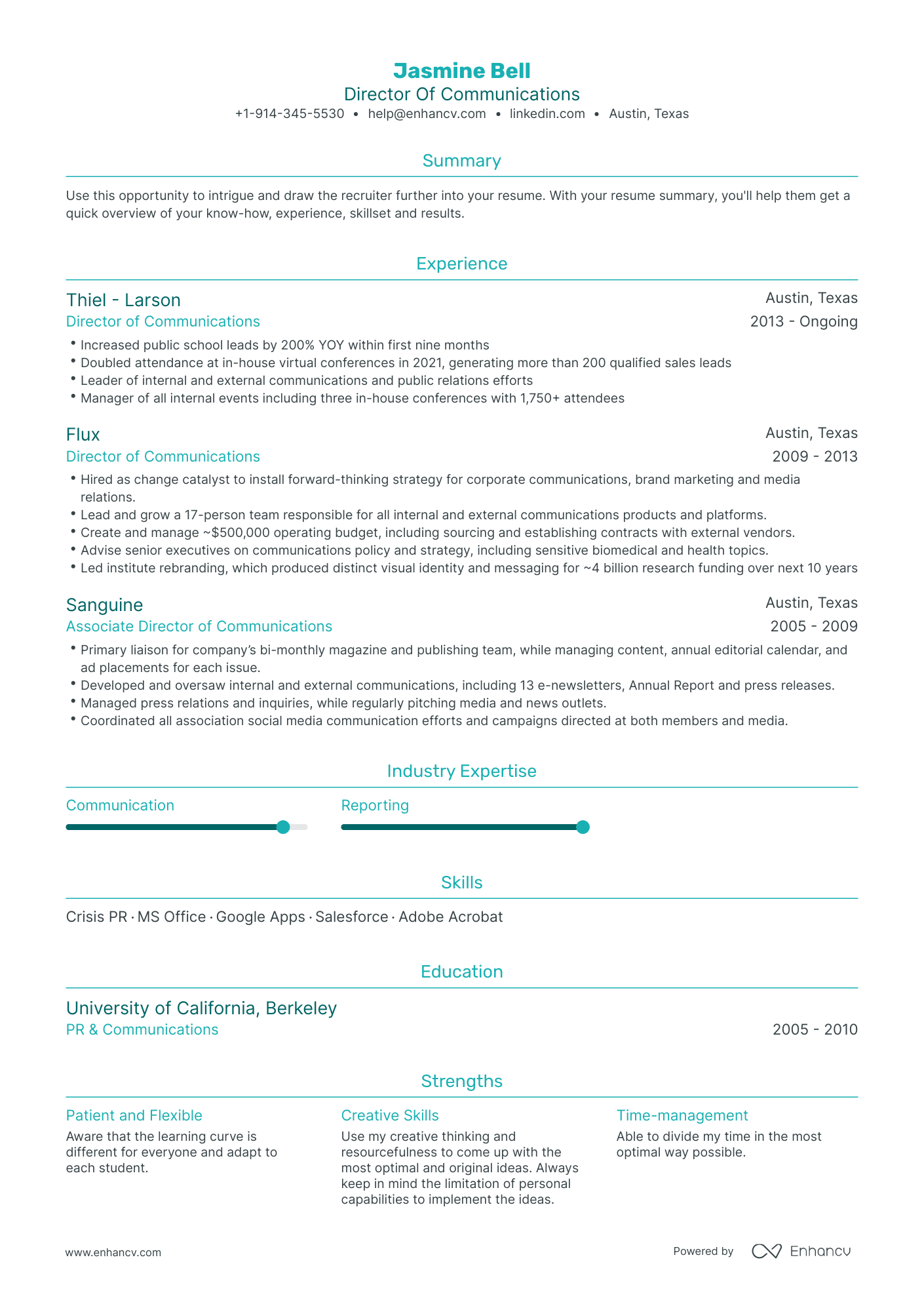 Director of Communications Resume: Examples & Guide for 2023 (Layout ...