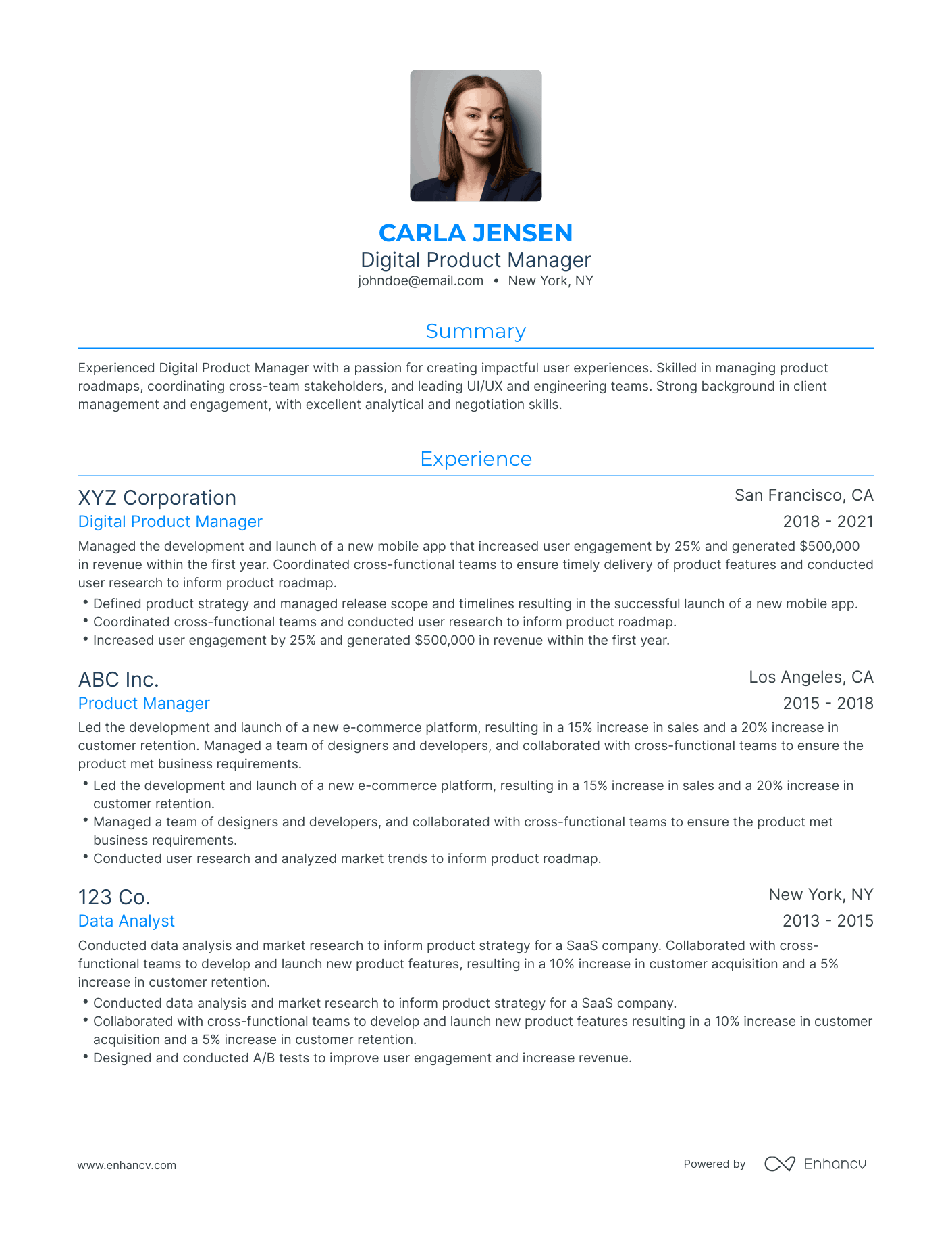 5 Digital Product Manager Resume Examples & Guide for 2024