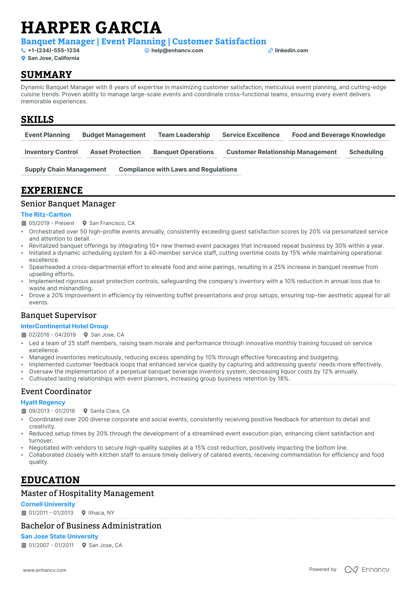 5 Banquet Manager Resume Examples & Guide for 2024