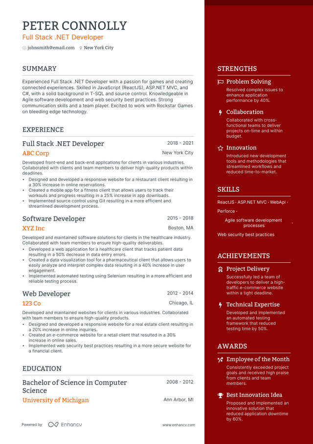 5 .net Full Stack Developer Resume Examples & Guide For 2023