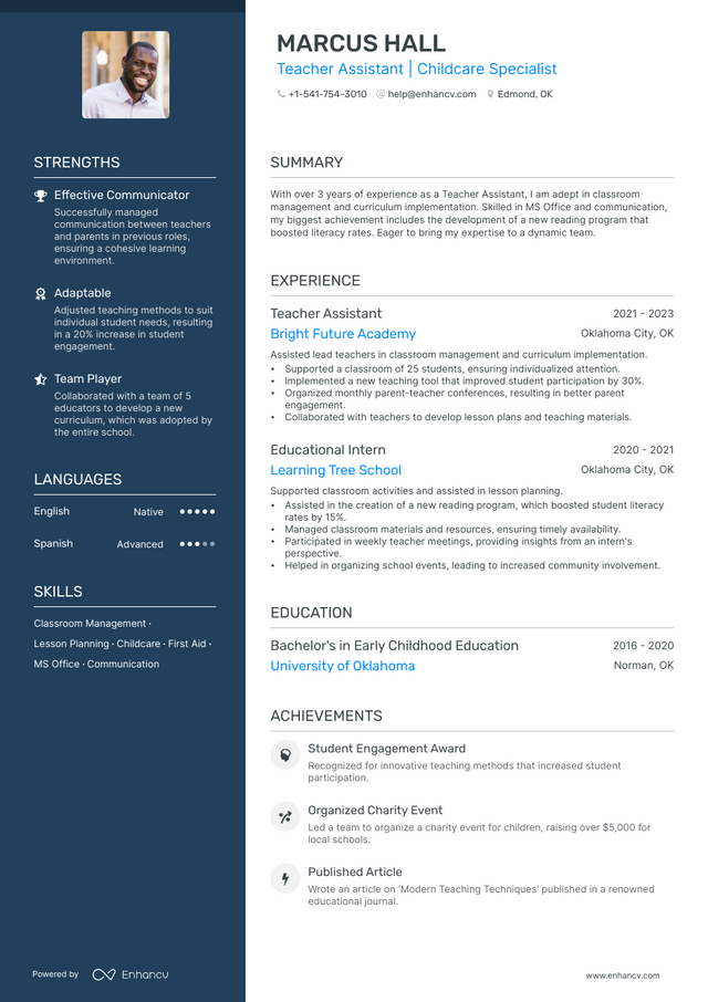 5 Teacher Assistant Resume Examples & Guide for 2023