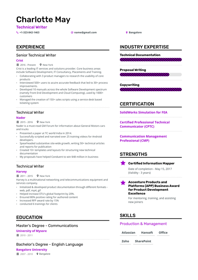 5 Technical Writer Resume Examples & Guide for 2023