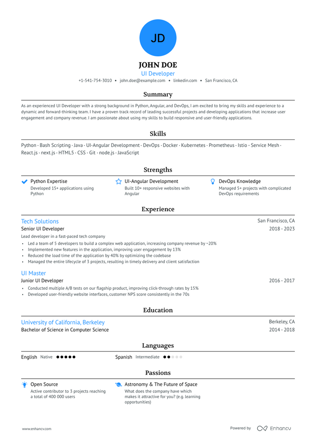 5 UI Developer Resume Examples & Guide for 2023